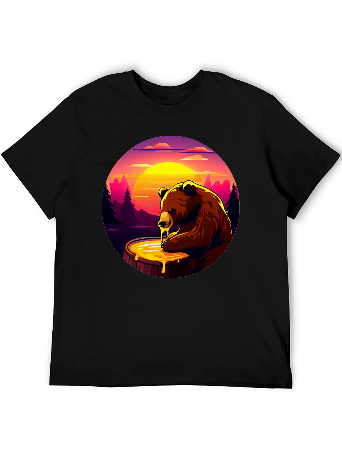 Honey Bear Graphic T-Shirt - Black