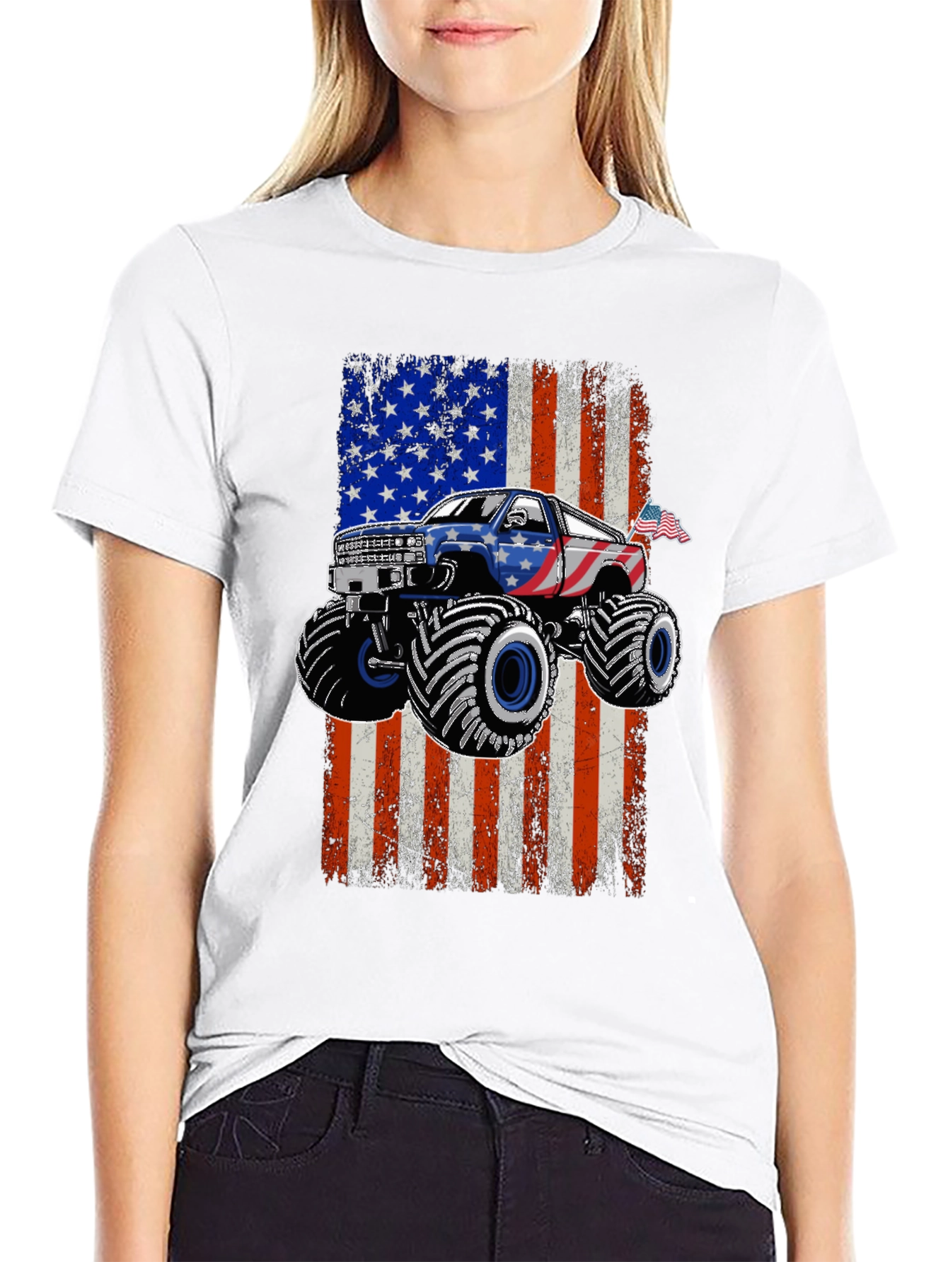 American Flag Monster Truck Graphic Tee