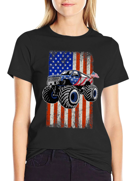 American Flag Monster Truck Graphic Tee