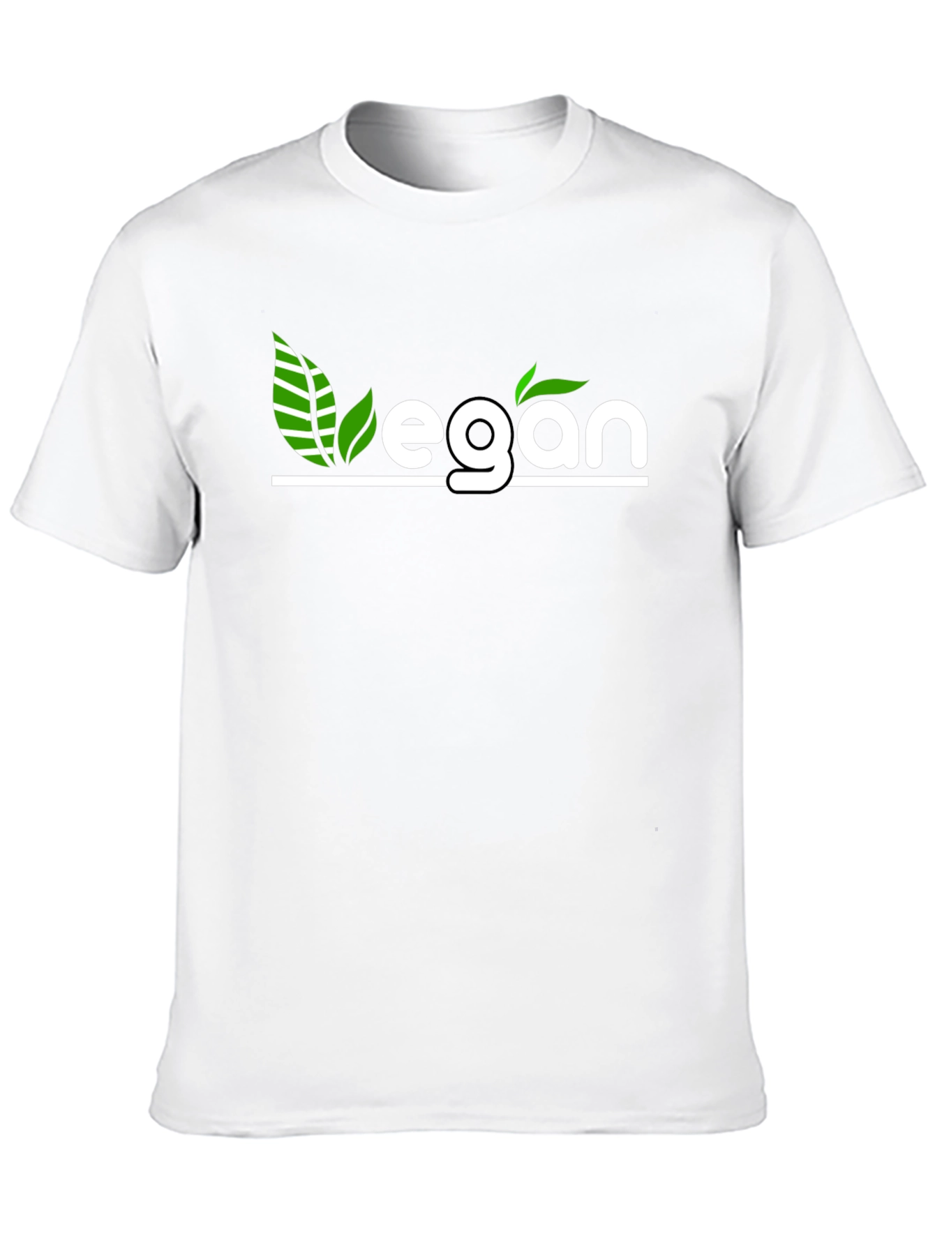 Vegan T-Shirt - Black with Green Leaf Design