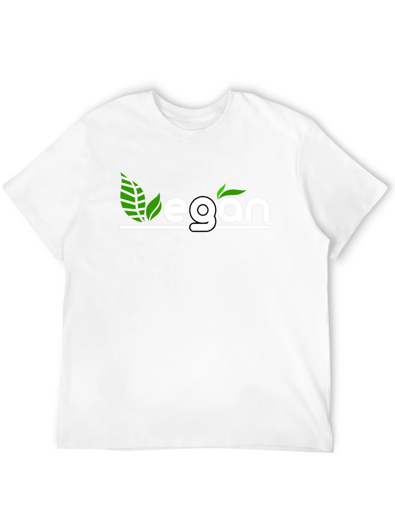 Vegan T-Shirt - Black with Green Leaf Design