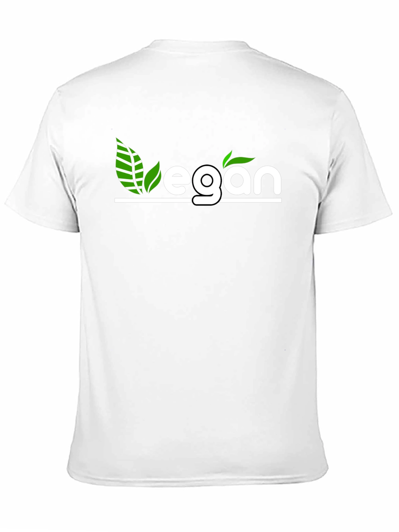 Vegan T-Shirt - Black with Green Leaf Design