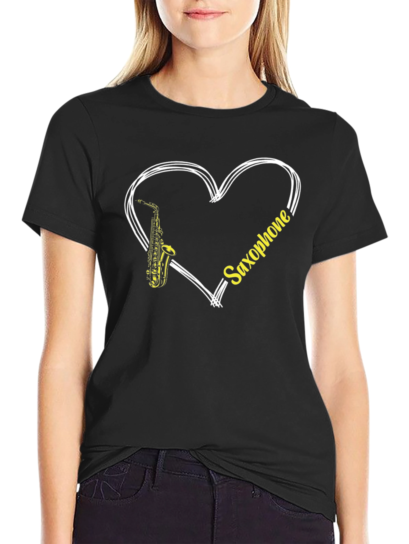 Saxophone Heart T-Shirt - Music Lover Tee