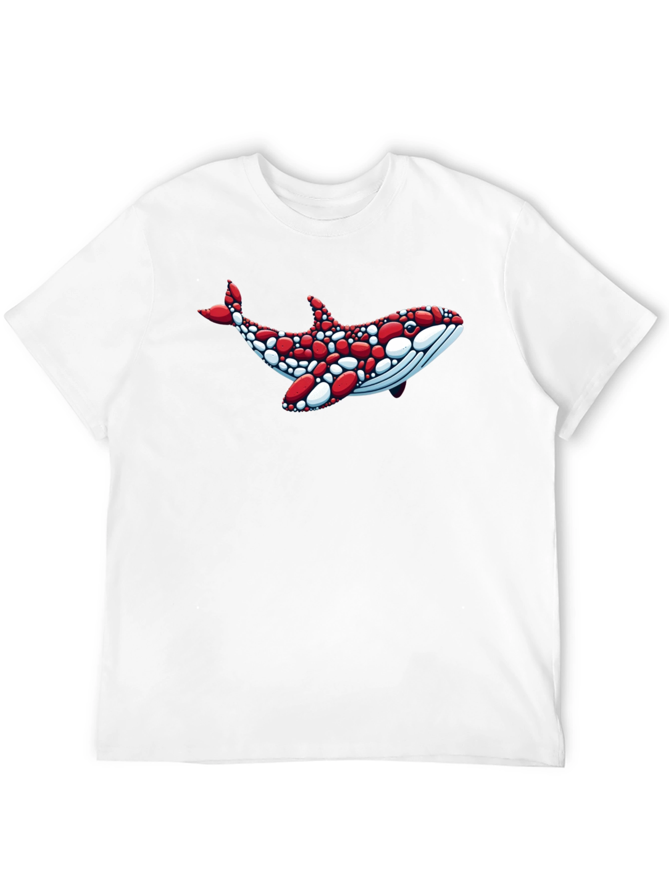 Whale Graphic Tee - Unique Red & White Design