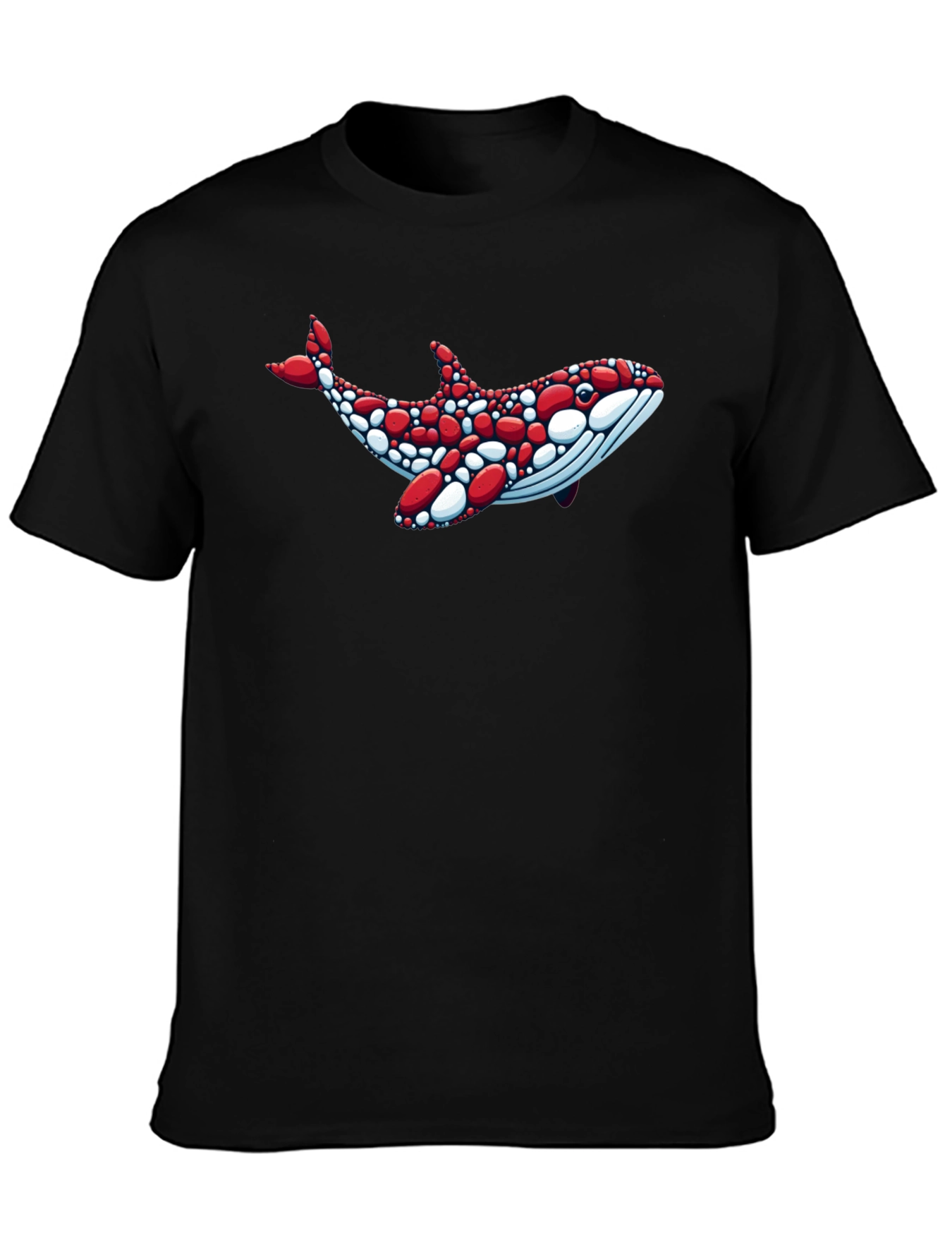 Whale Graphic Tee - Unique Red & White Design