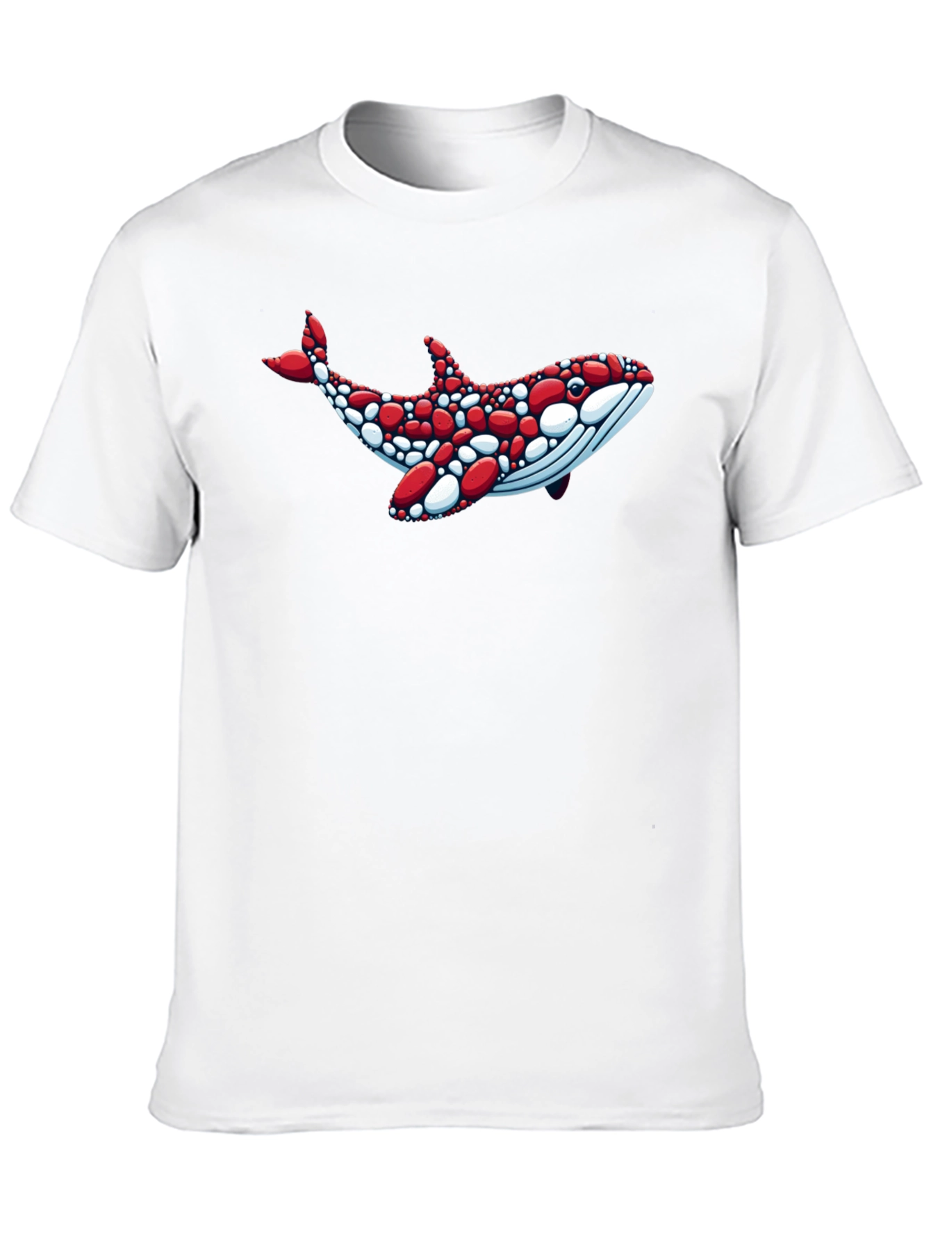 Whale Graphic Tee - Unique Red & White Design