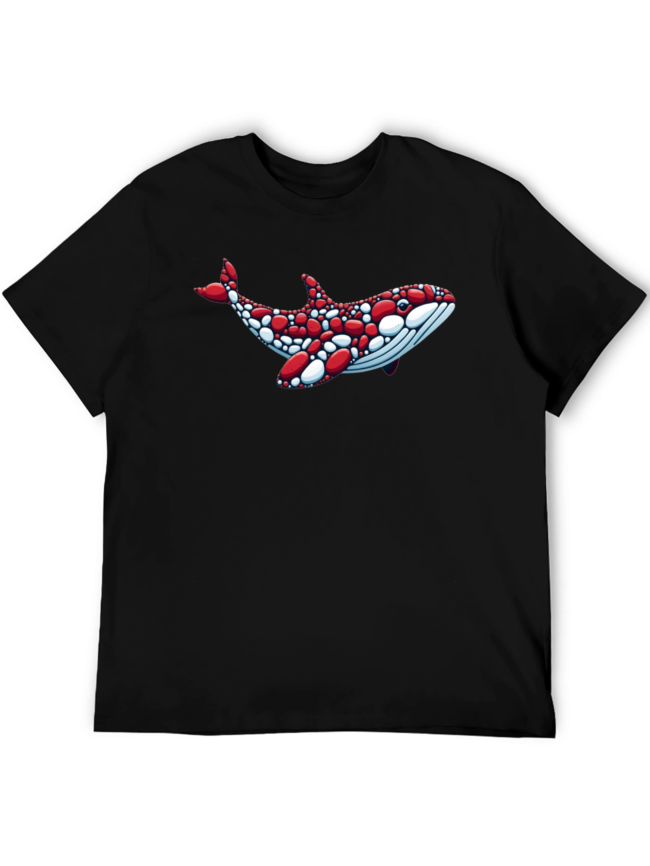 Whale Graphic Tee - Unique Red & White Design