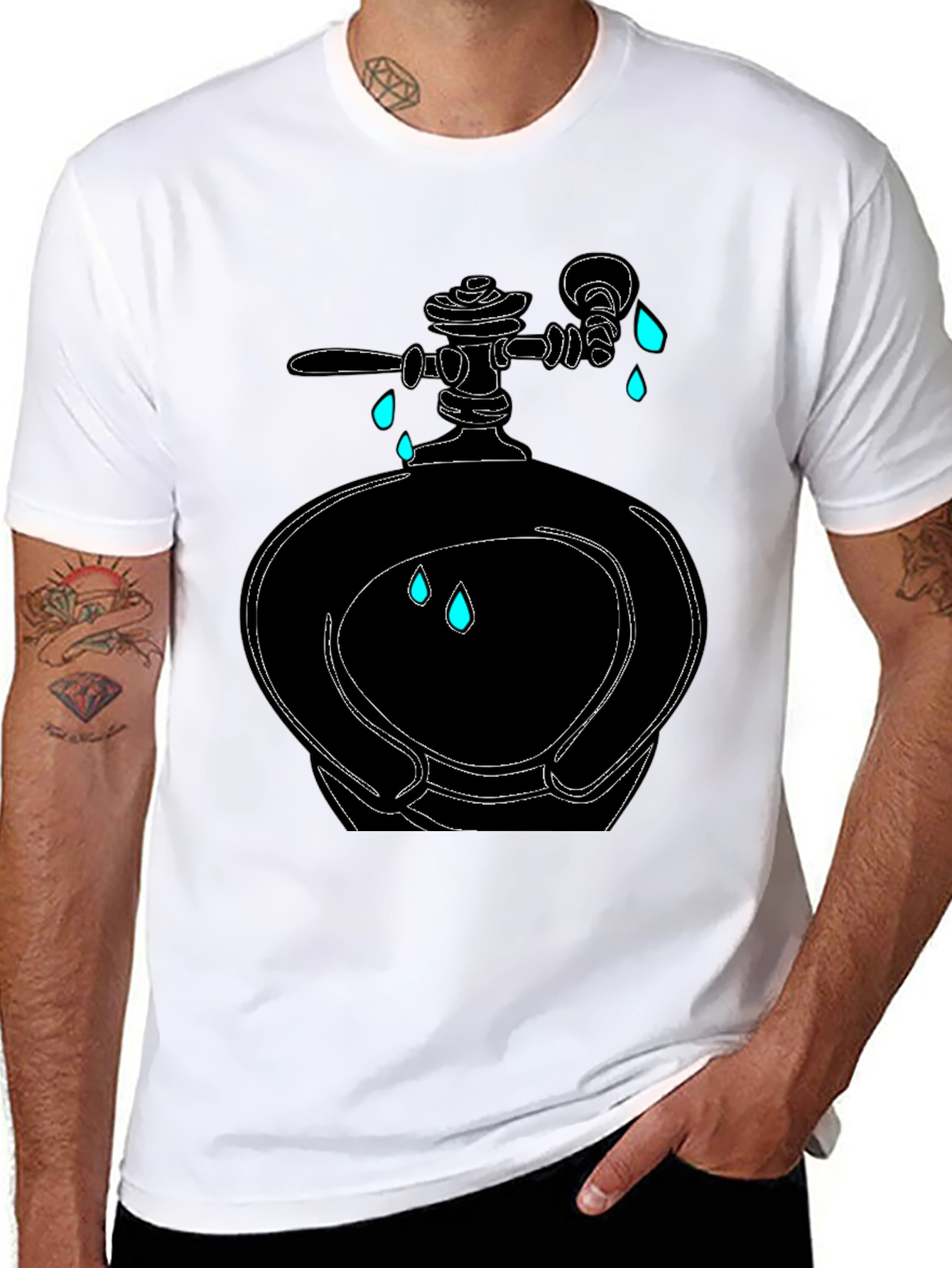 Leaky Urinal Graphic Tee - Mens Black T-Shirt