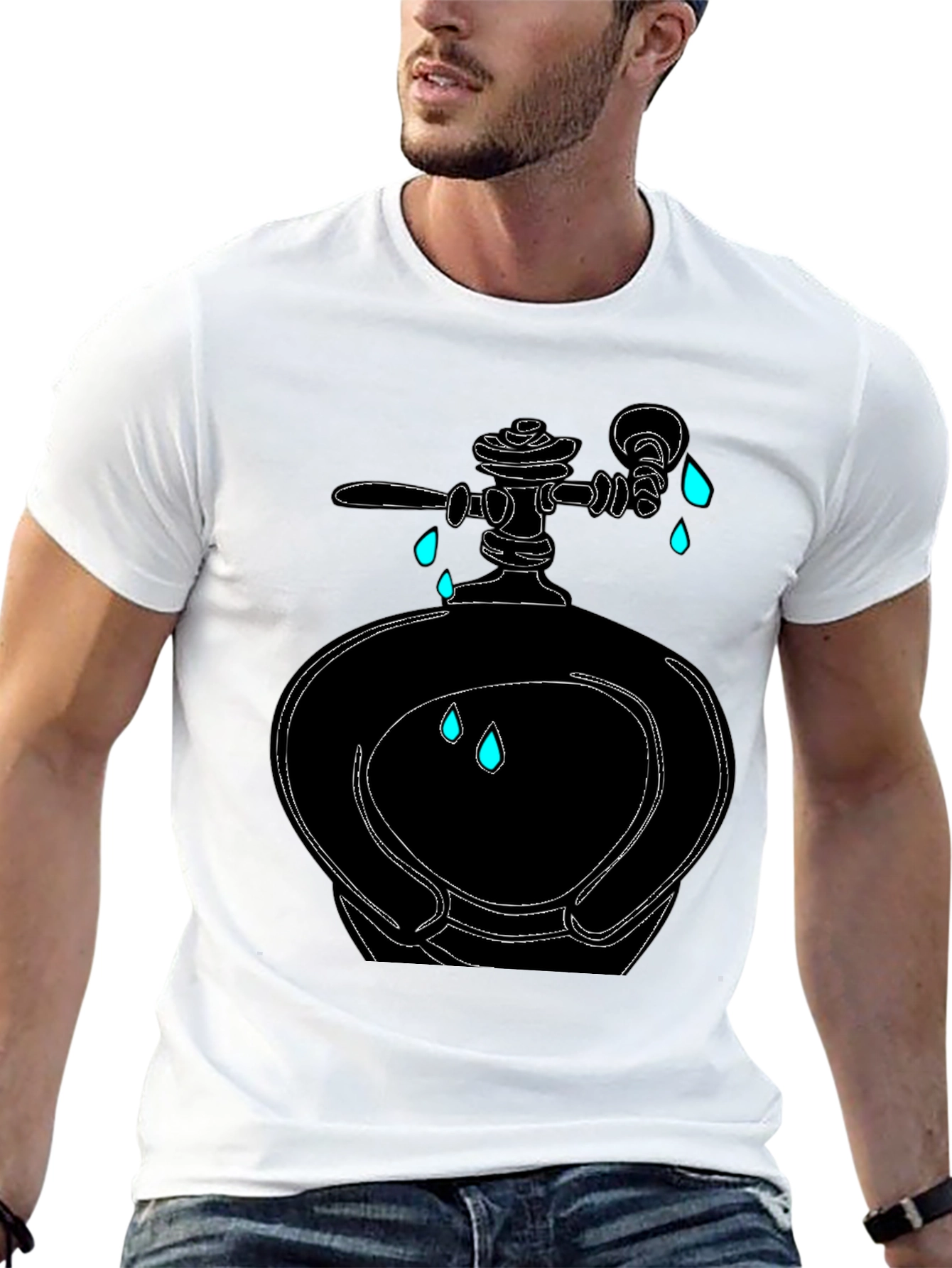 Leaky Urinal Graphic Tee - Mens Black T-Shirt