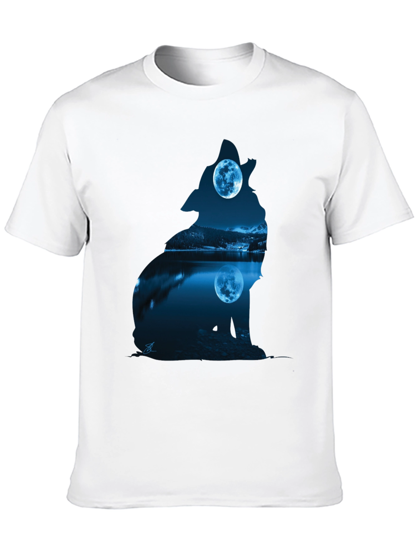 Wolf Moon Silhouette Graphic Tee - Black