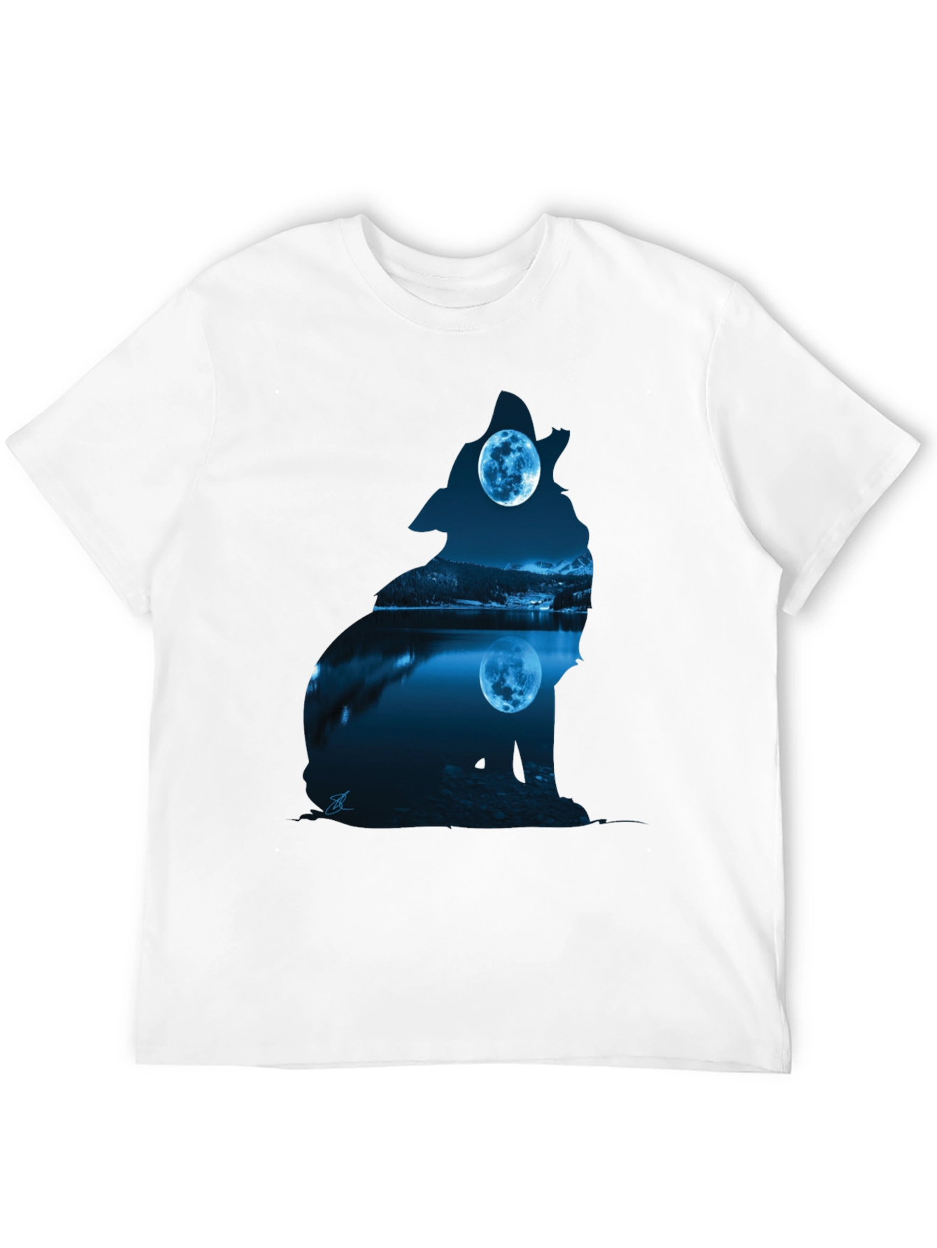 Wolf Moon Silhouette Graphic Tee - Black