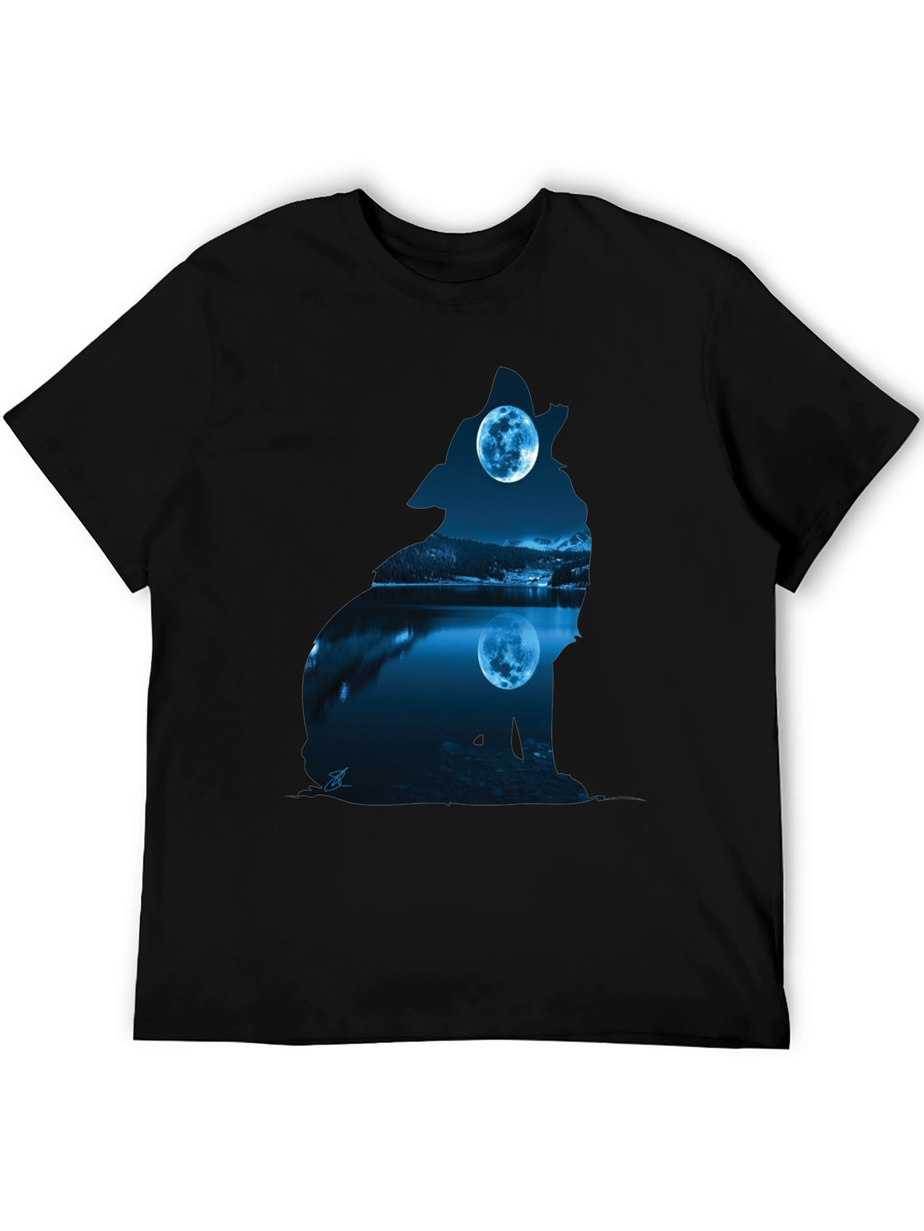 Wolf Moon Silhouette Graphic Tee - Black