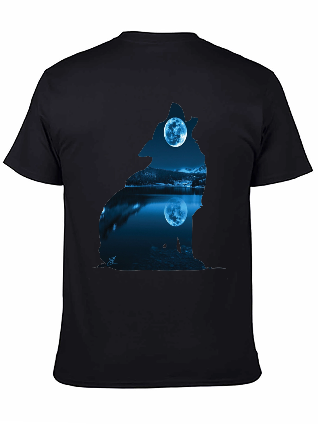 Wolf Moon Silhouette Graphic Tee - Black