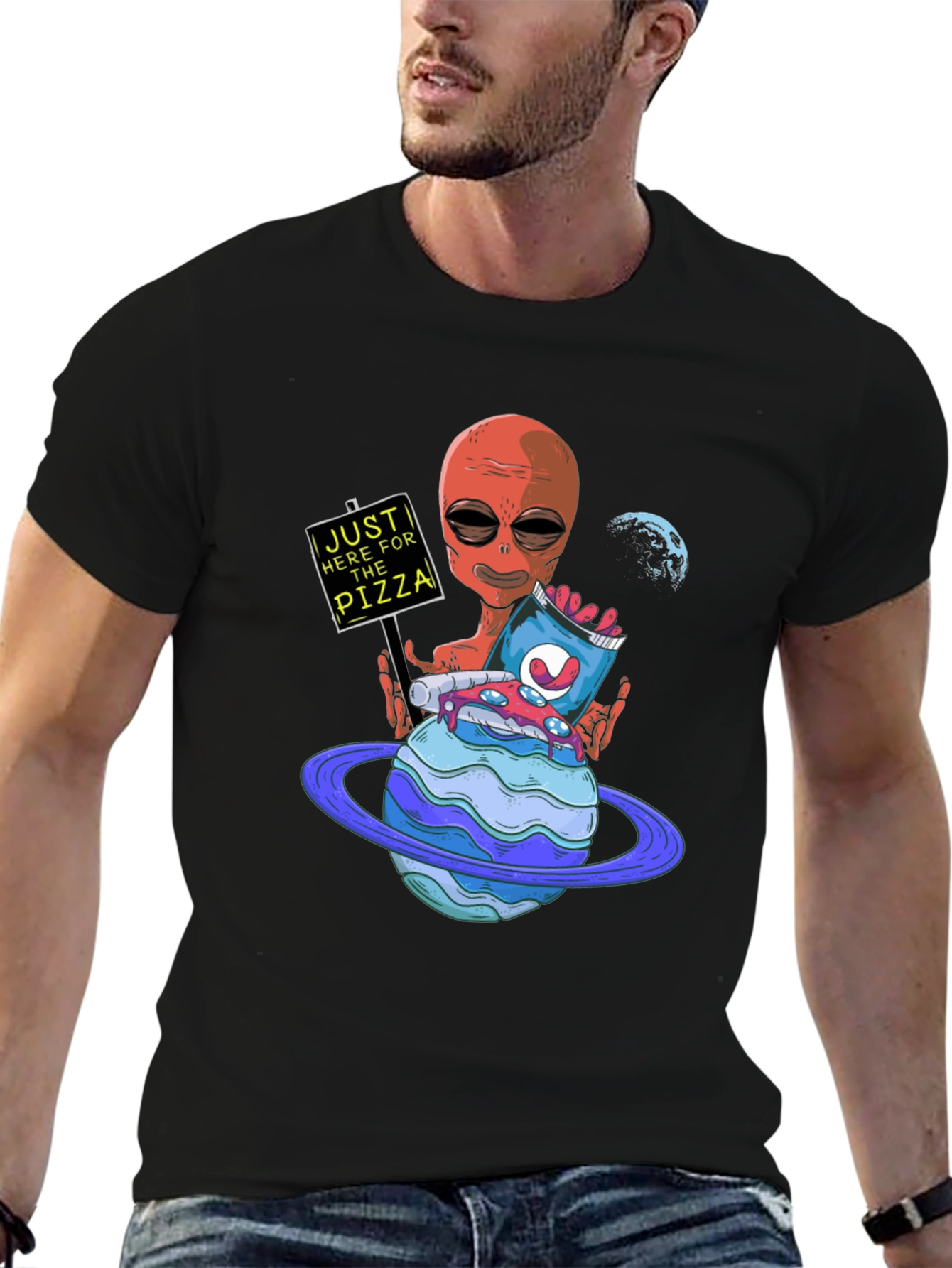 Alien Pizza Lover Graphic Tee