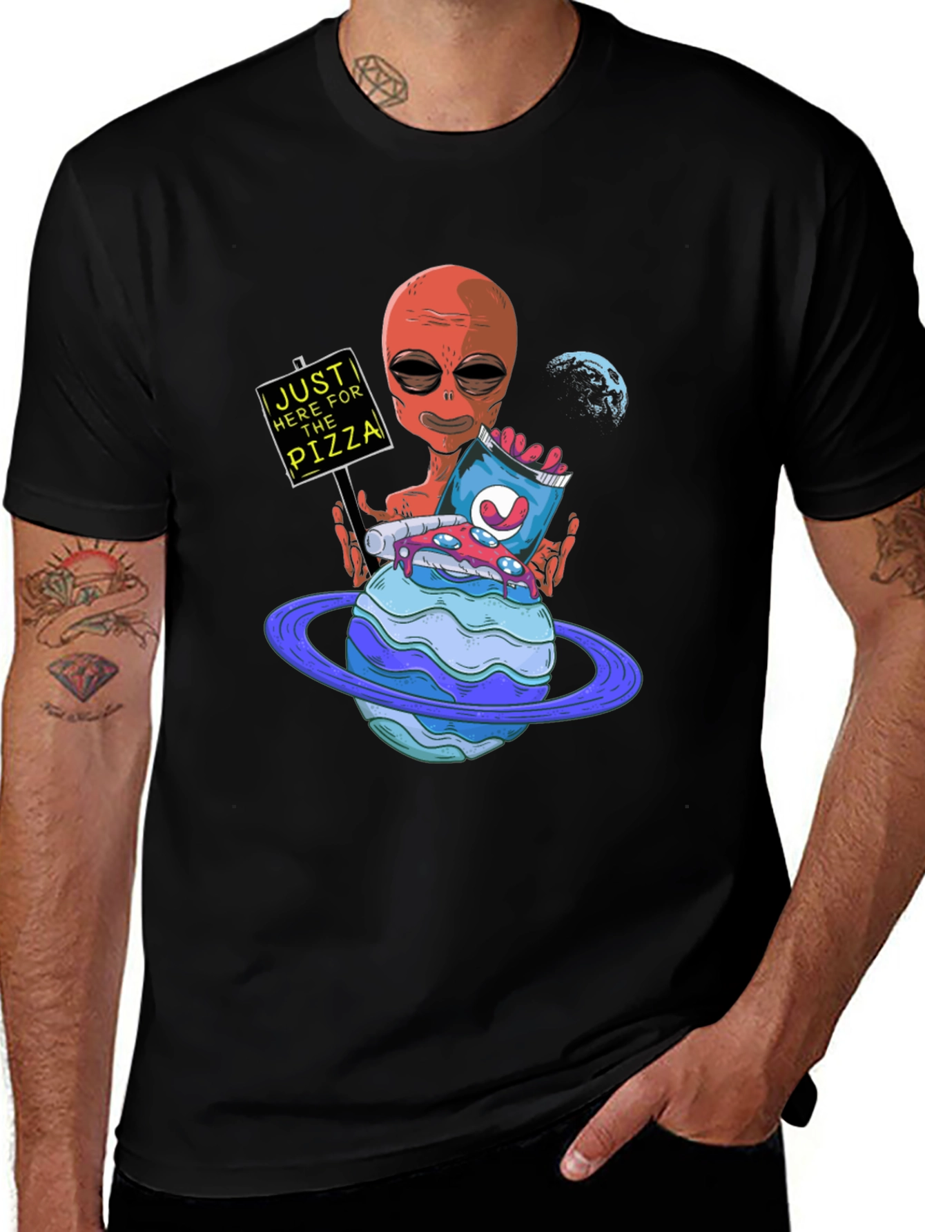 Alien Pizza Lover Graphic Tee
