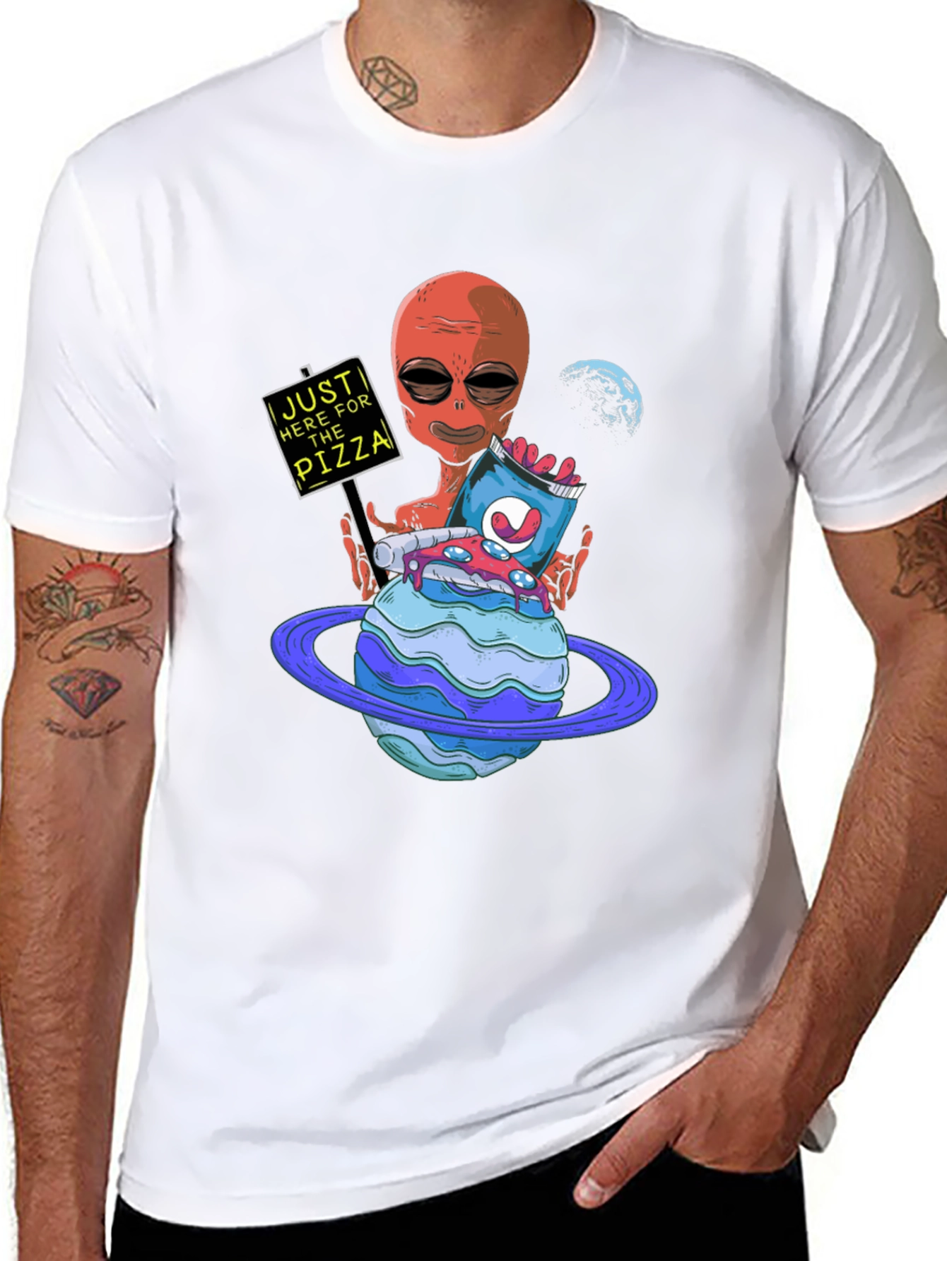 Alien Pizza Lover Graphic Tee