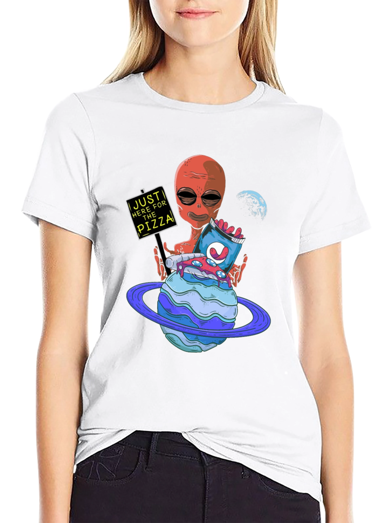 Alien Pizza Lover Graphic Tee