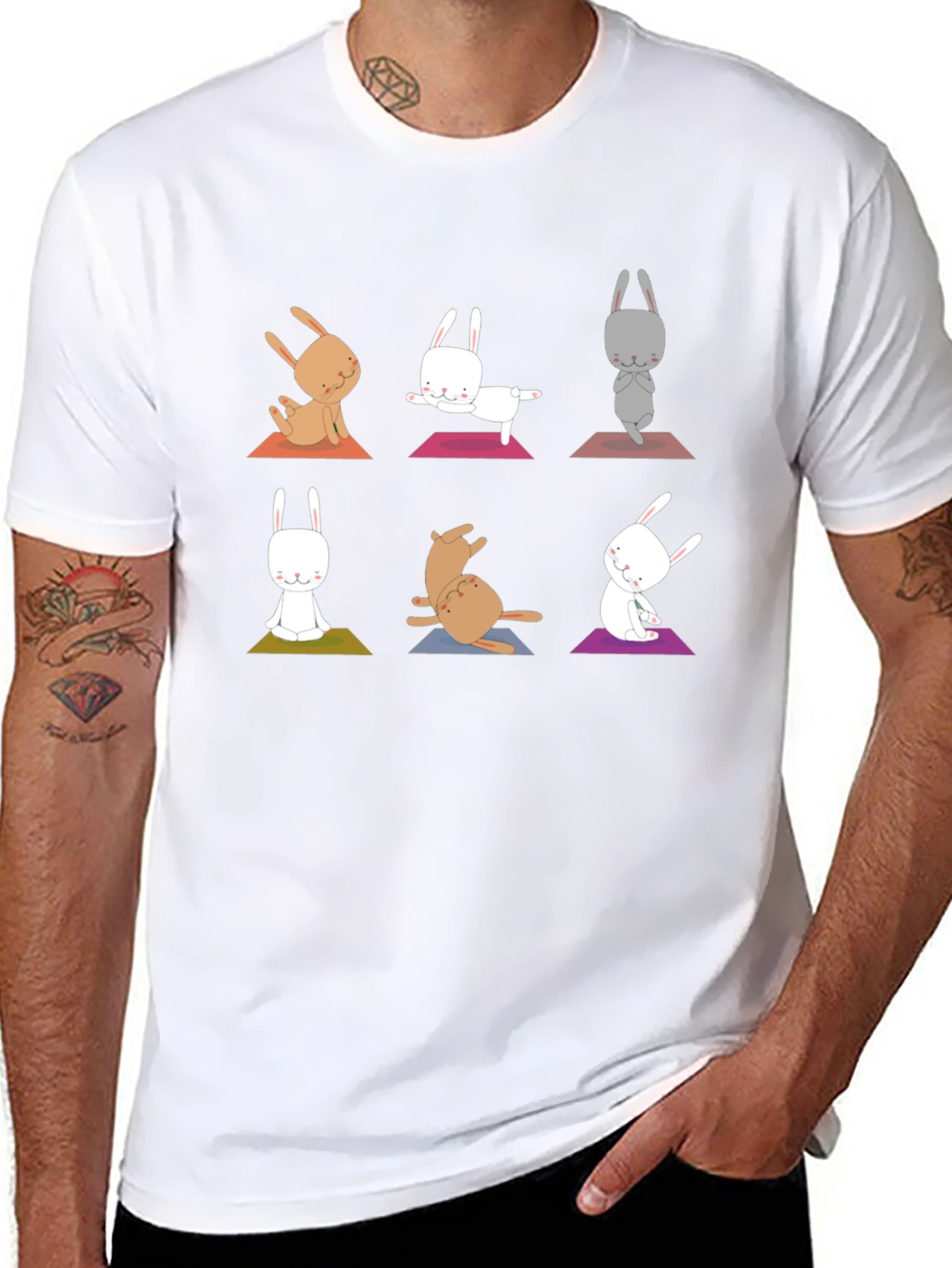 Yoga Bunny Graphic Tee - Black Cotton Blend