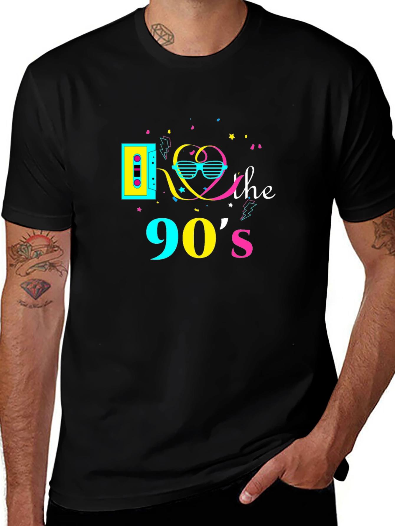 Retro 90s Graphic T-Shirt - Black