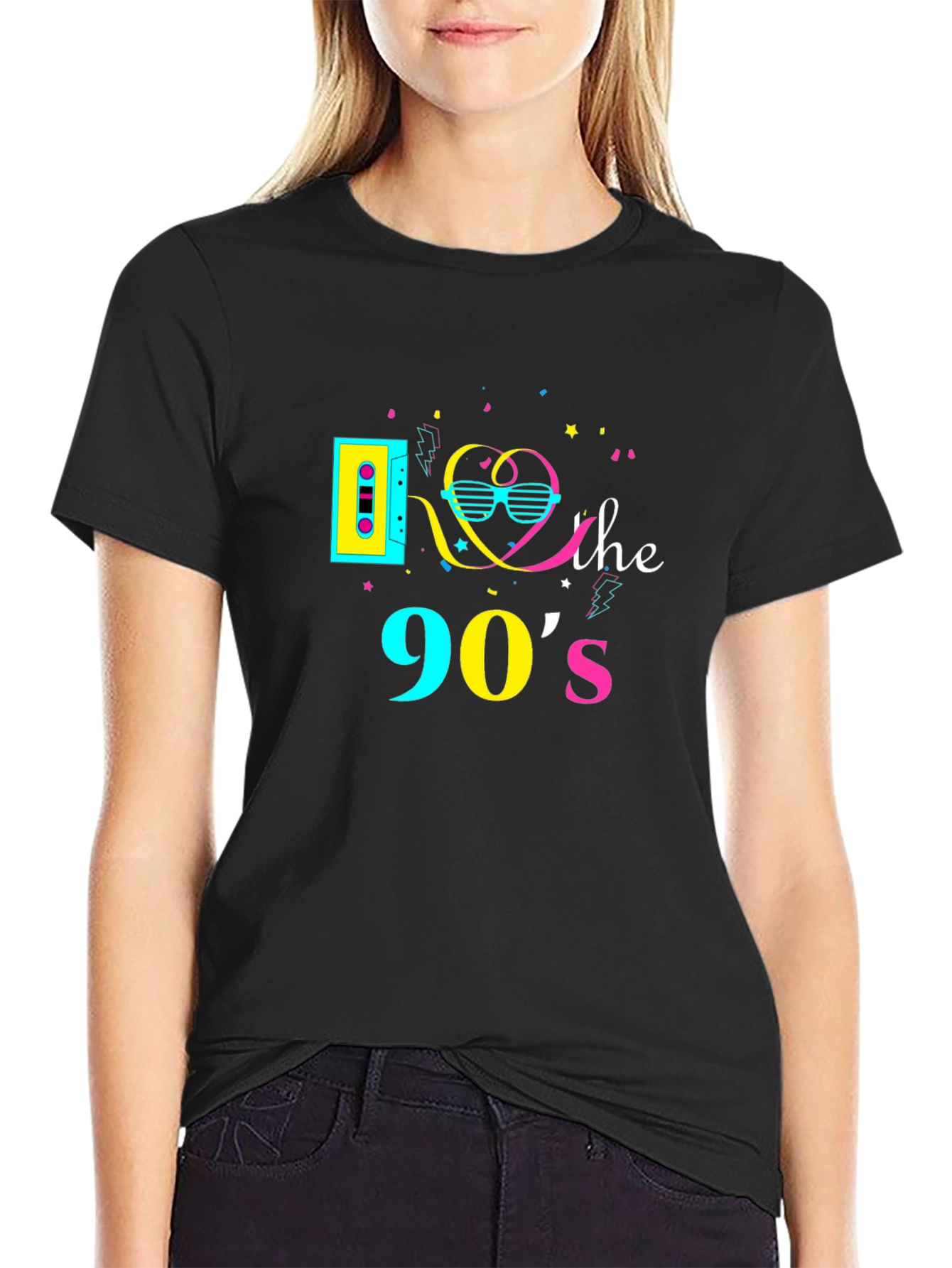 Retro 90s Graphic T-Shirt - Black