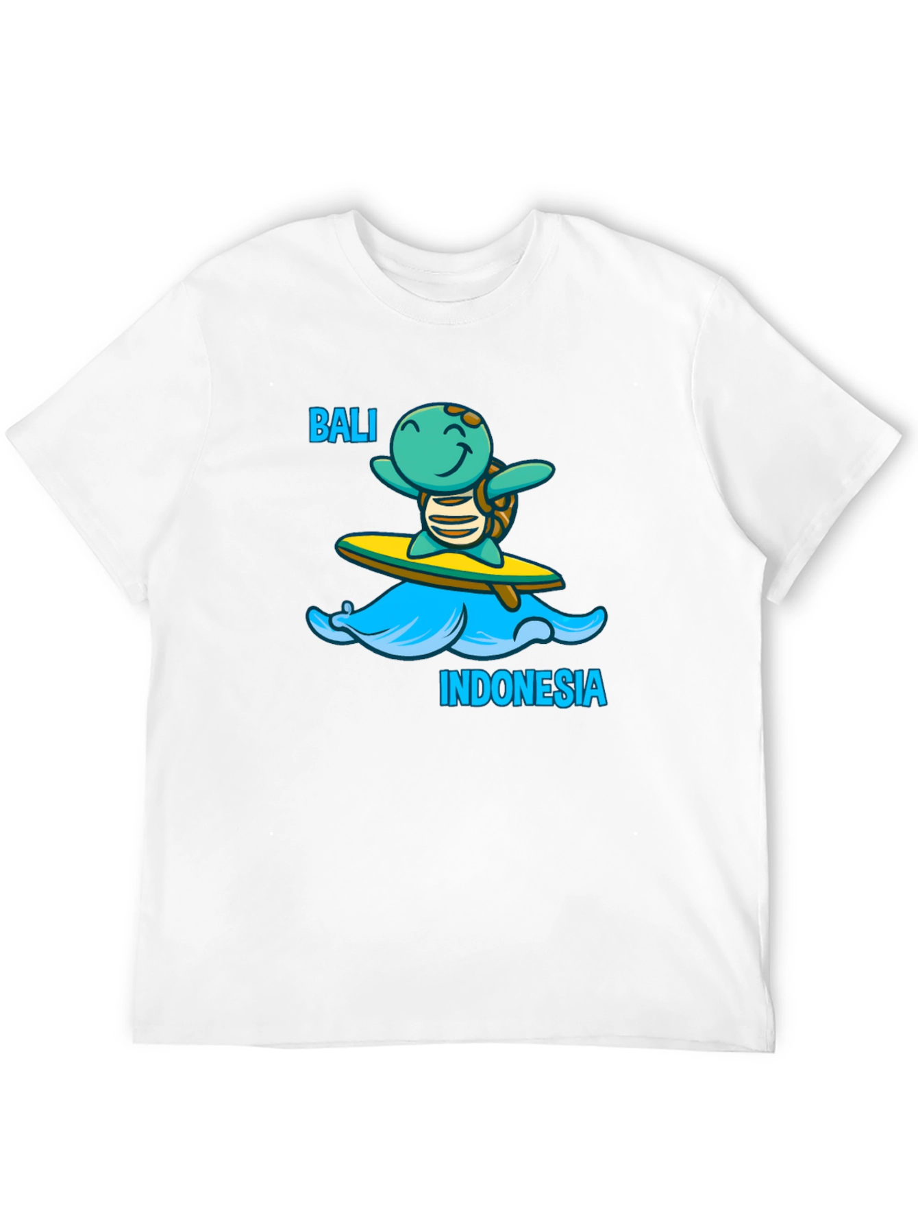 Bali Indonesia Turtle Surfboard Black T-Shirt