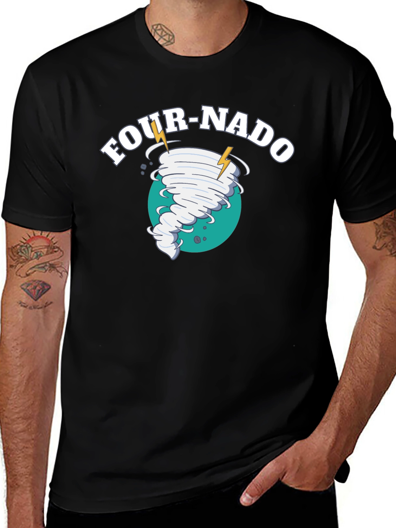 Four-Nado Black Graphic T-Shirt