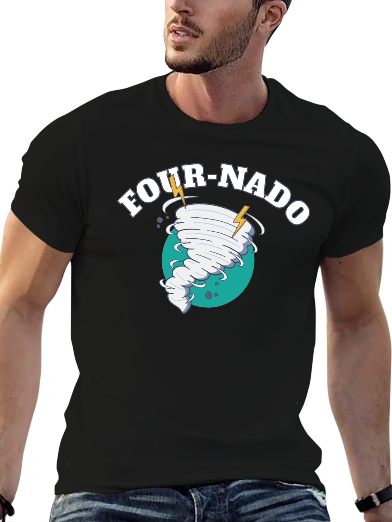 Four-Nado Black Graphic T-Shirt