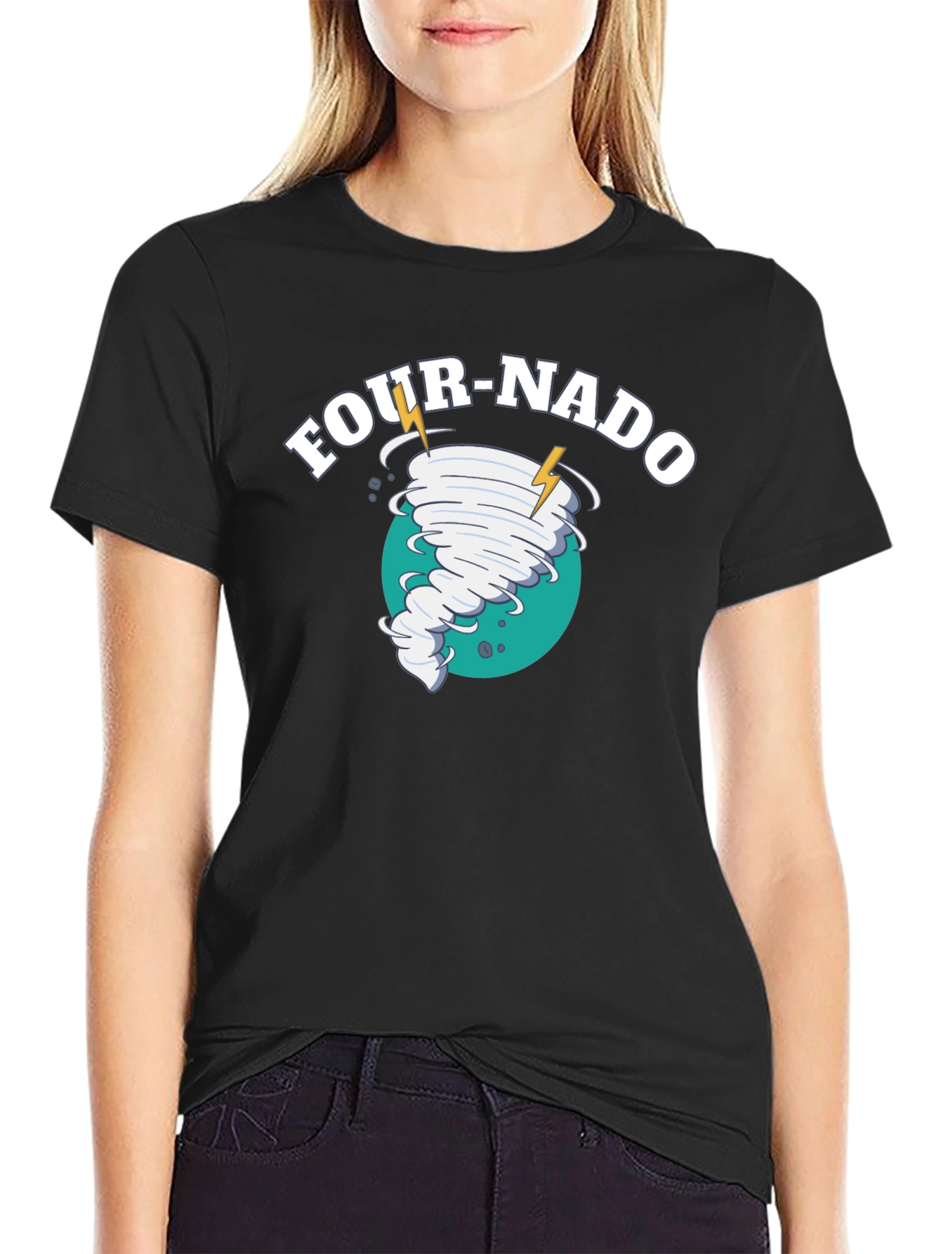 Four-Nado Black Graphic T-Shirt
