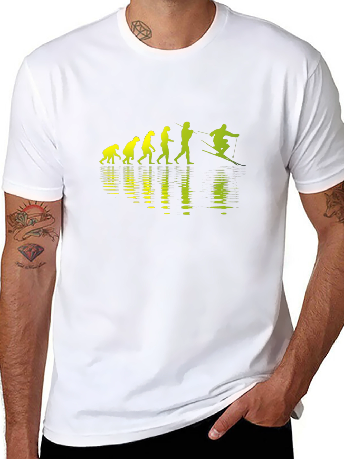 Evolution of Skiing Black T-Shirt