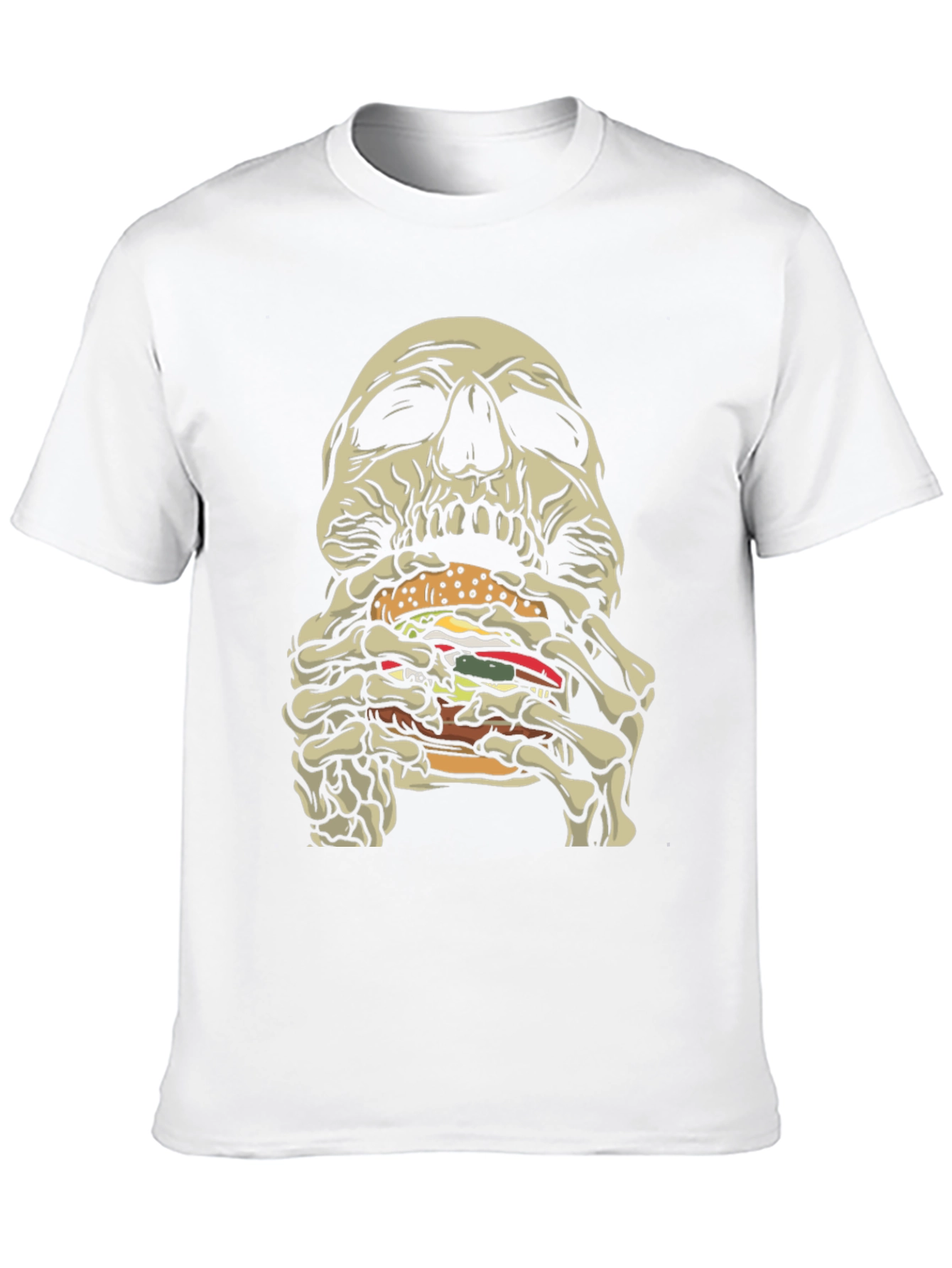 Skull Eating Burger Graphic T-Shirt - Black
