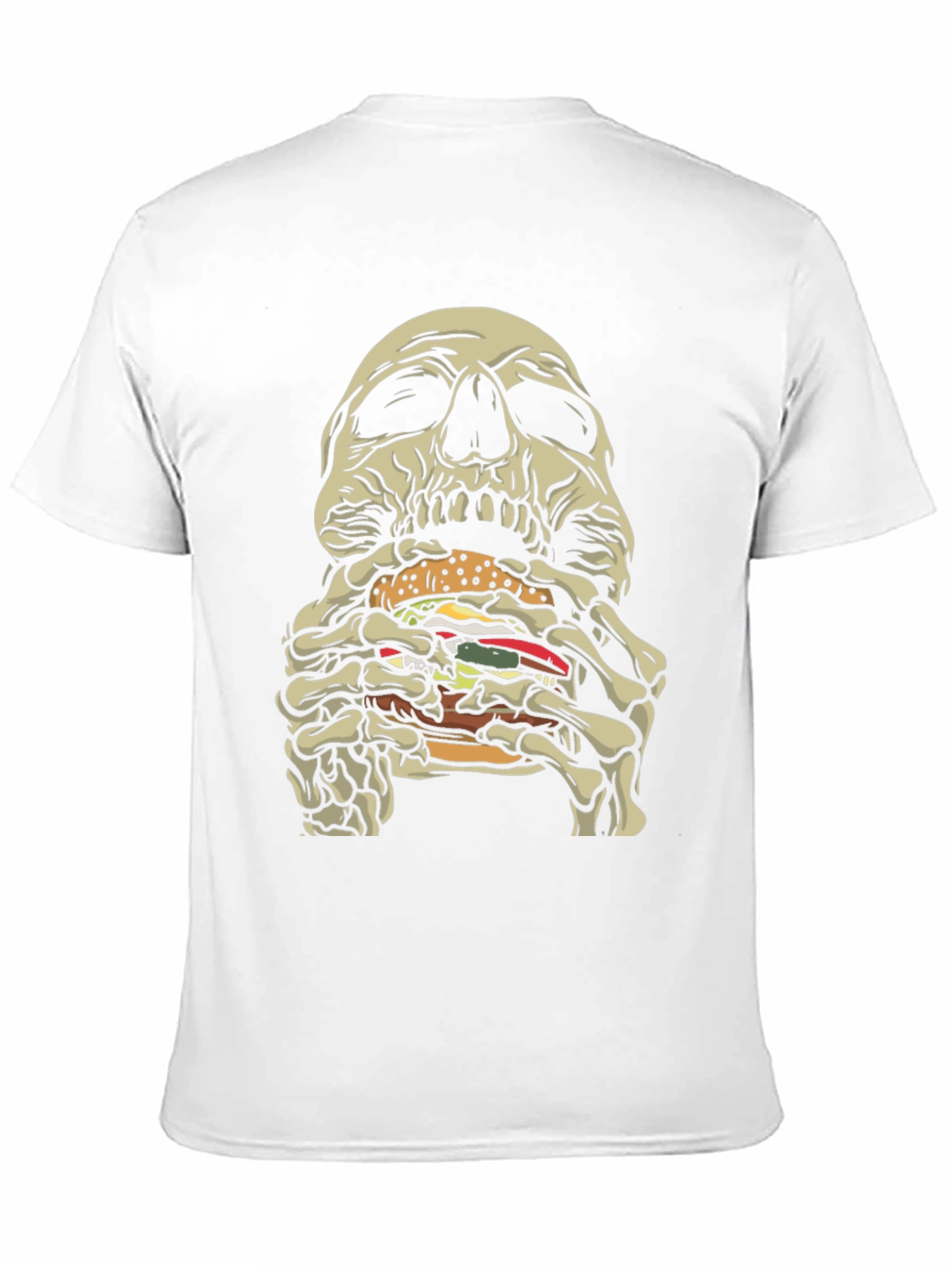 Skull Eating Burger Graphic T-Shirt - Black