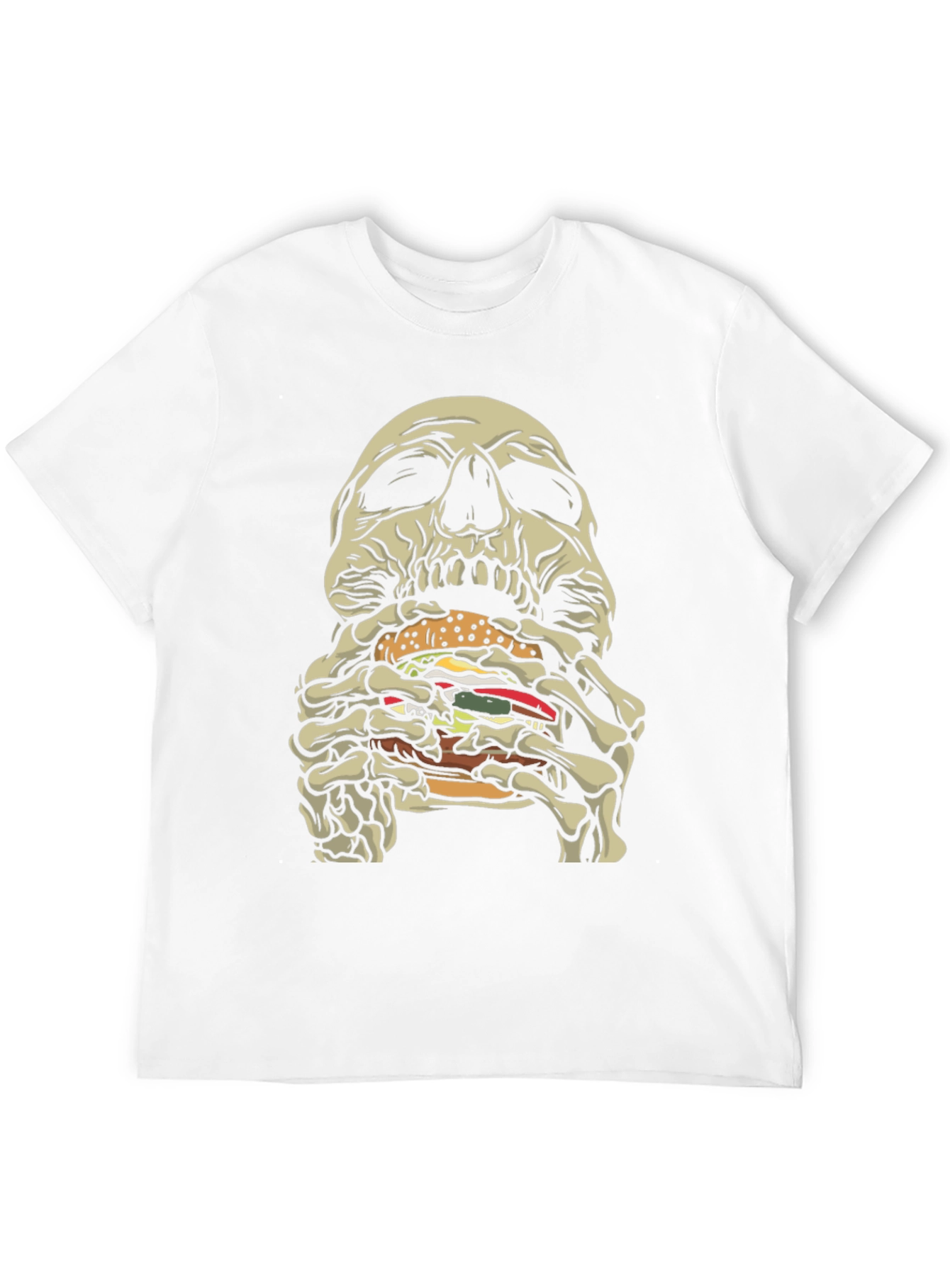 Skull Eating Burger Graphic T-Shirt - Black