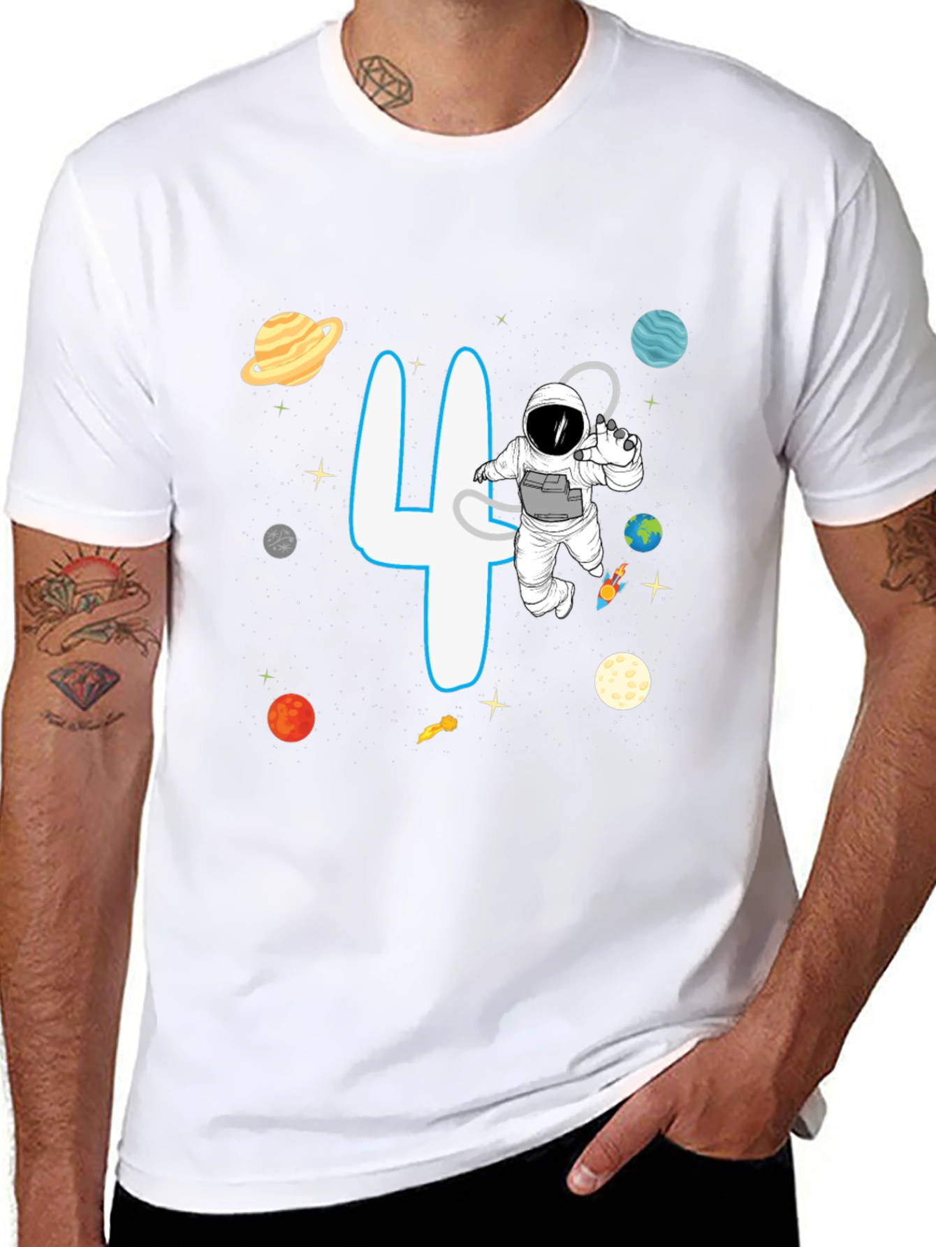 Cosmic 4th Birthday Astronaut T-Shirt