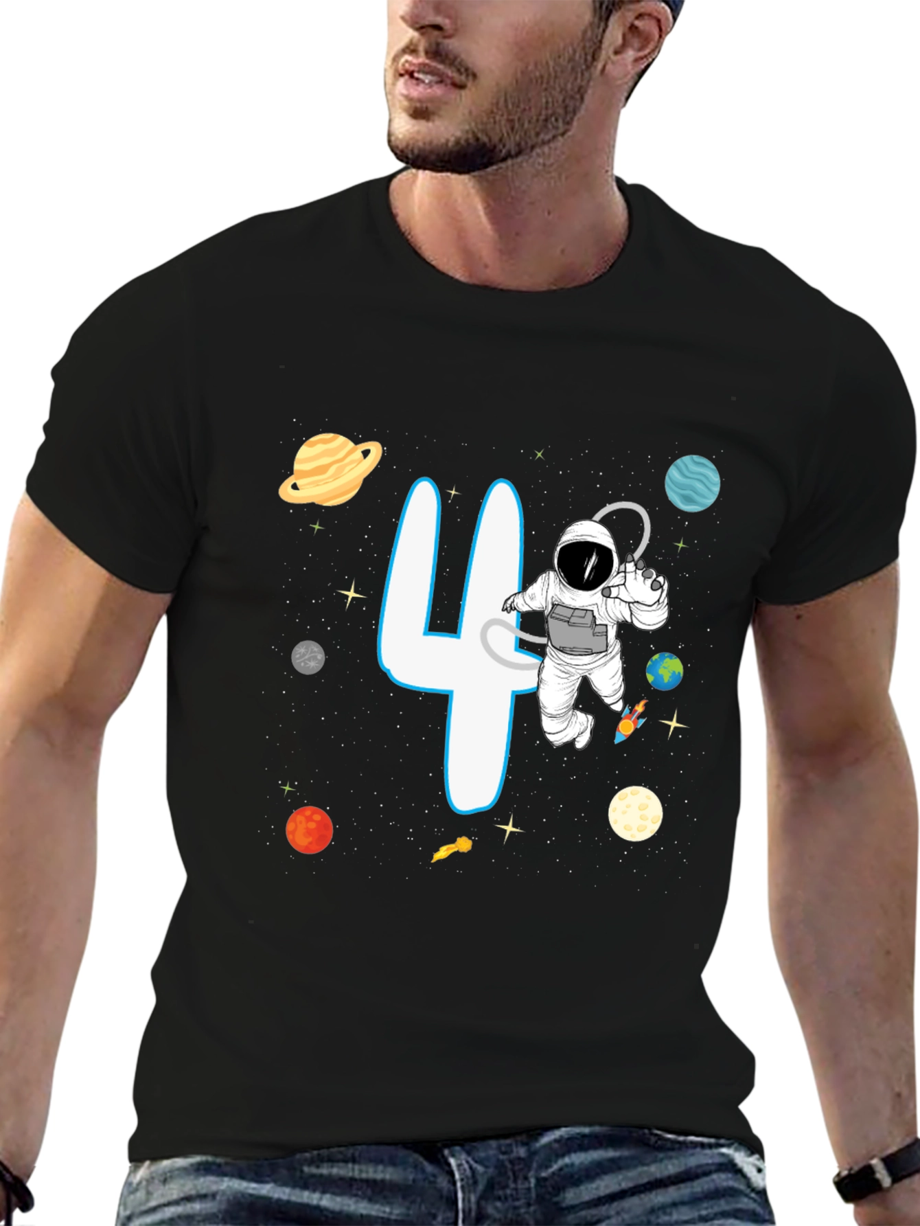 Cosmic 4th Birthday Astronaut T-Shirt