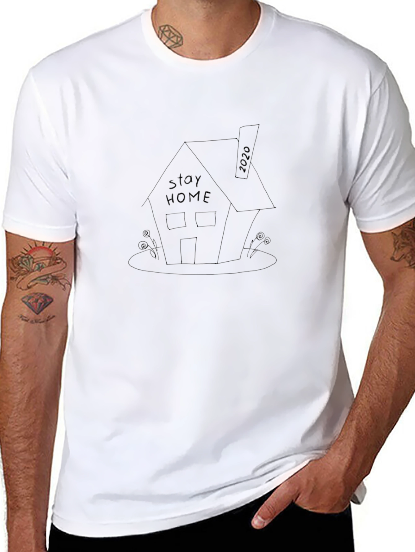 Stay Home 2020 Tee - Black Cotton Comfort