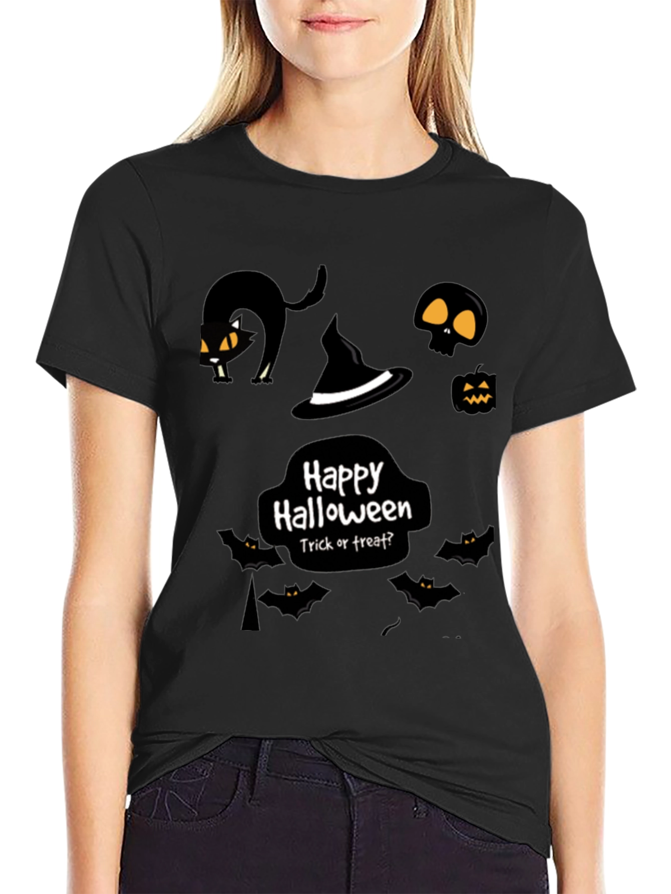 Happy Halloween Graphic Tee Black Shirt