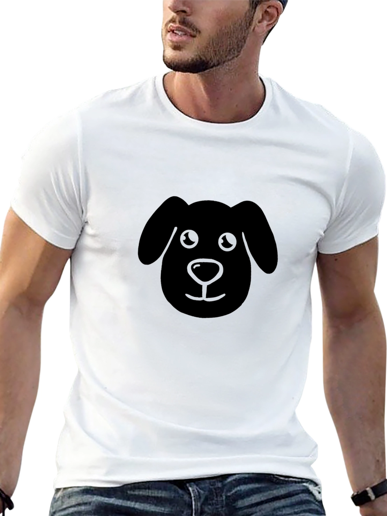 Dog Face Graphic Black T-Shirt - Cute Puppy Tee