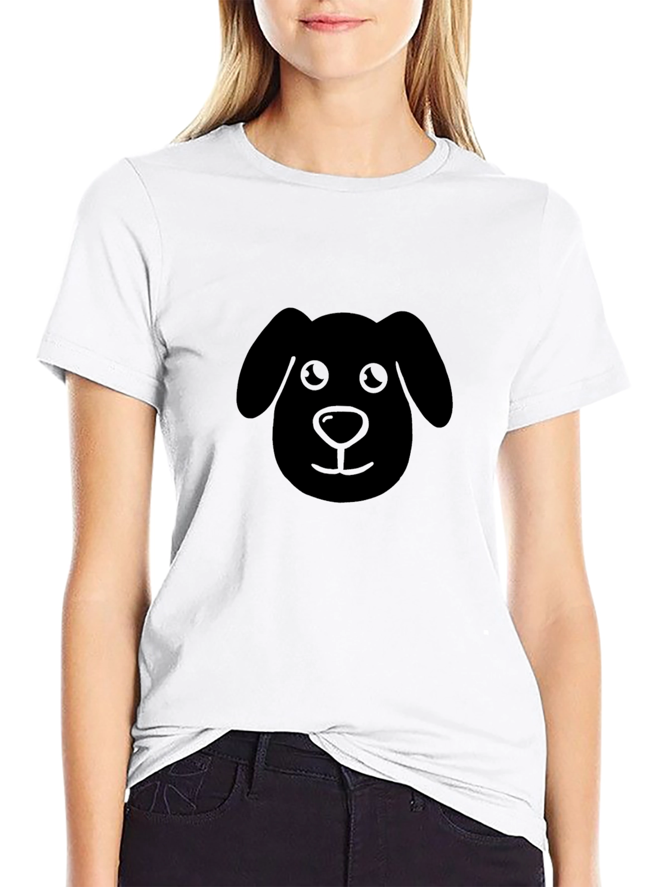Dog Face Graphic Black T-Shirt - Cute Puppy Tee