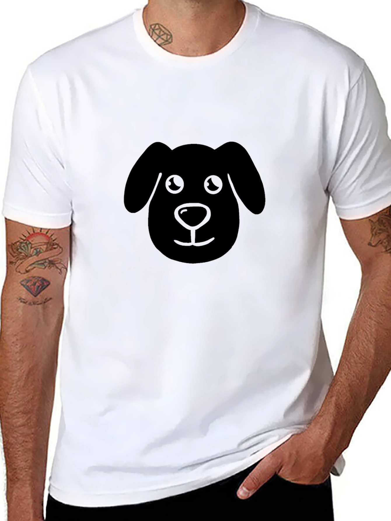 Dog Face Graphic Black T-Shirt - Cute Puppy Tee