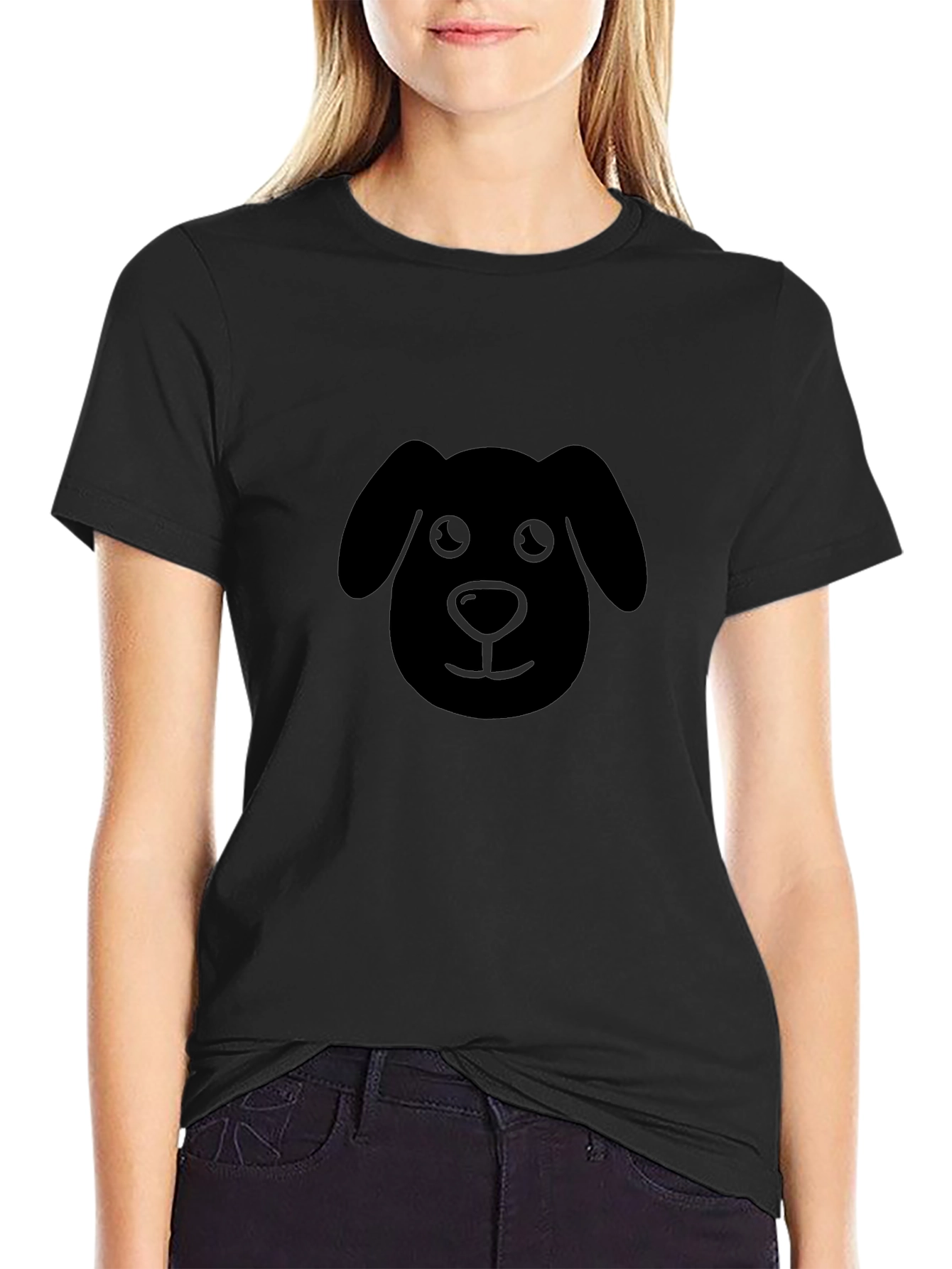 Dog Face Graphic Black T-Shirt - Cute Puppy Tee