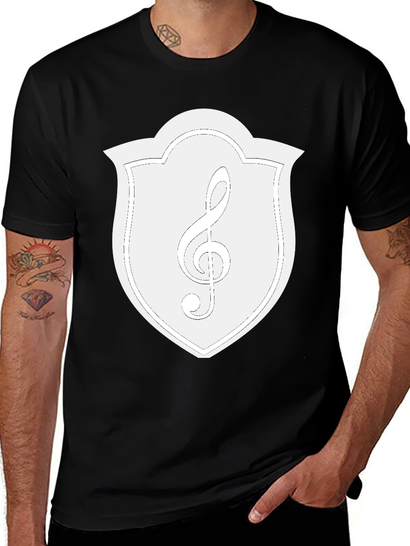 Musical Clef Crest Graphic Tee - Black