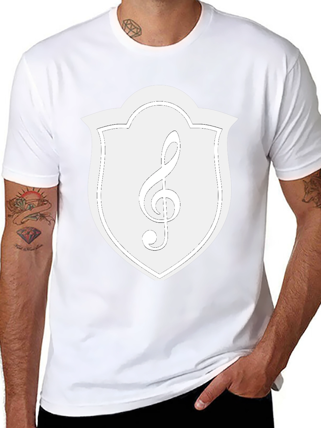 Musical Clef Crest Graphic Tee - Black