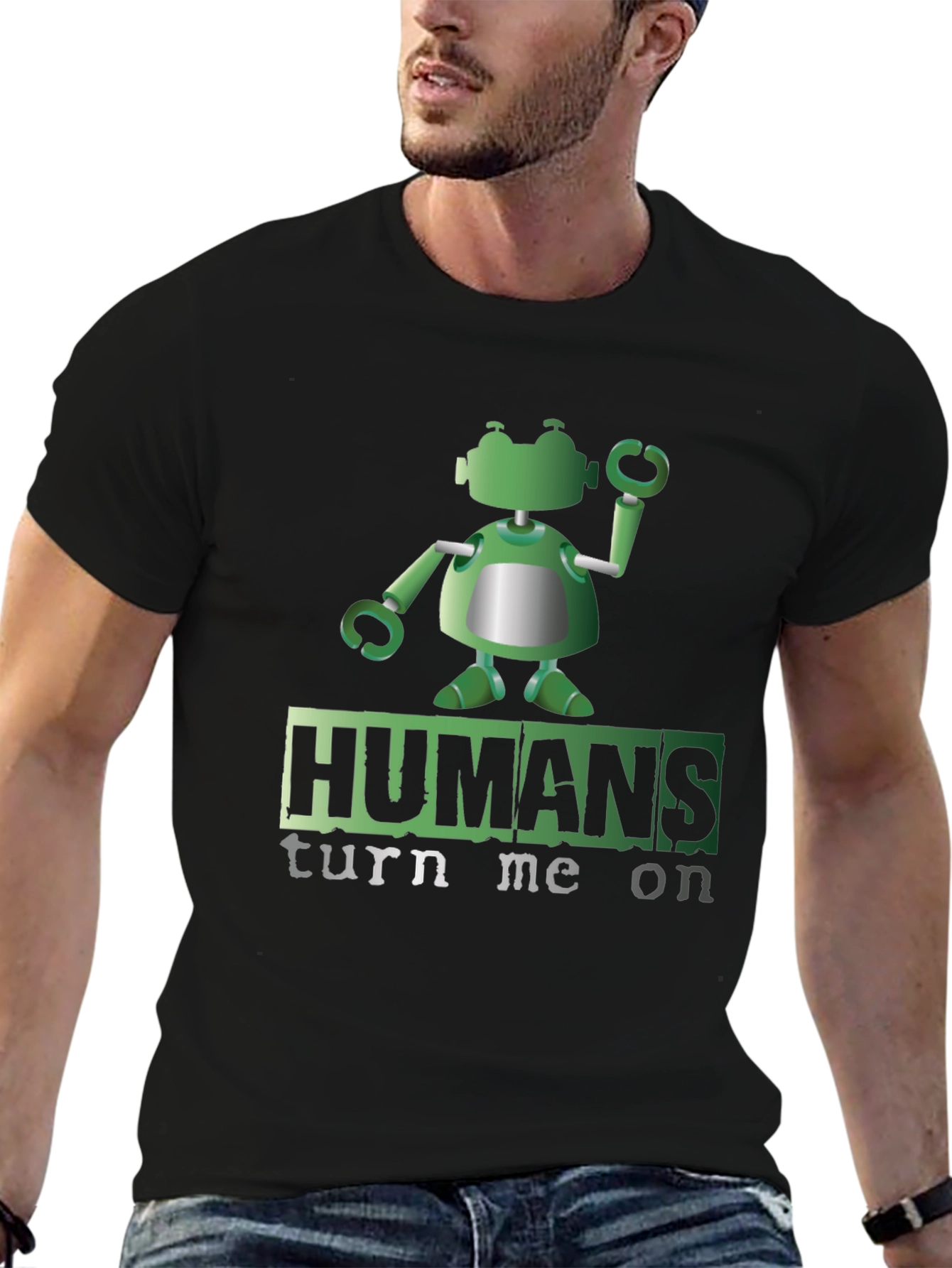 Humans Turn Me On Robot Graphic Tee