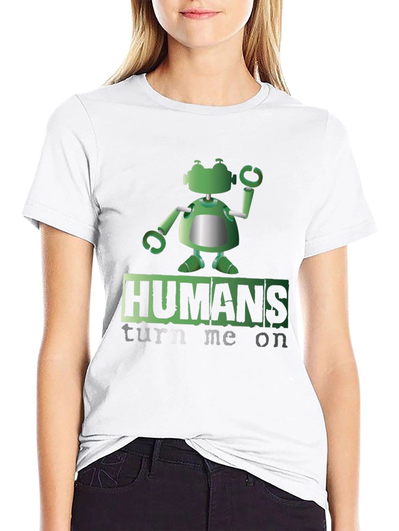 Humans Turn Me On Robot Graphic Tee