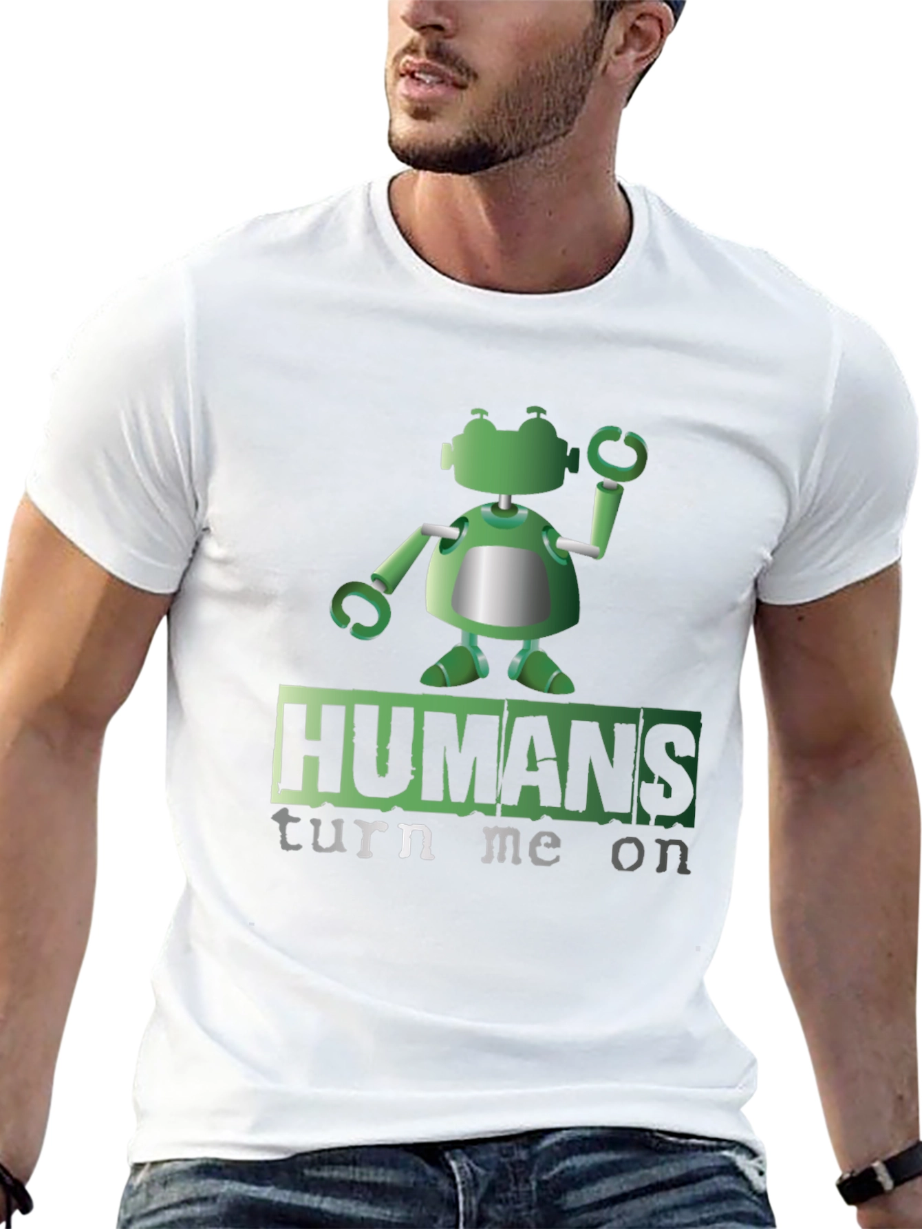 Humans Turn Me On Robot Graphic Tee