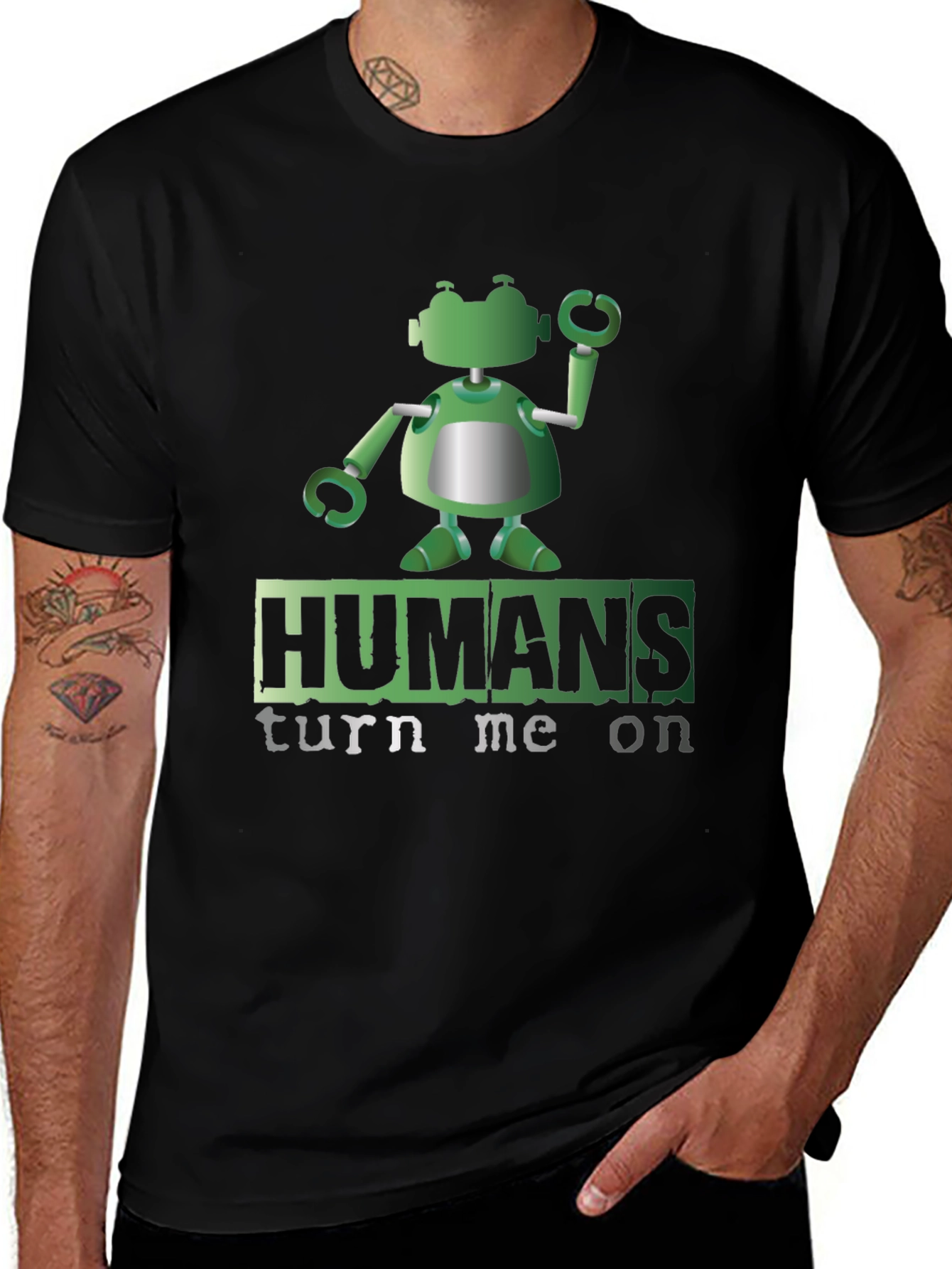 Humans Turn Me On Robot Graphic Tee