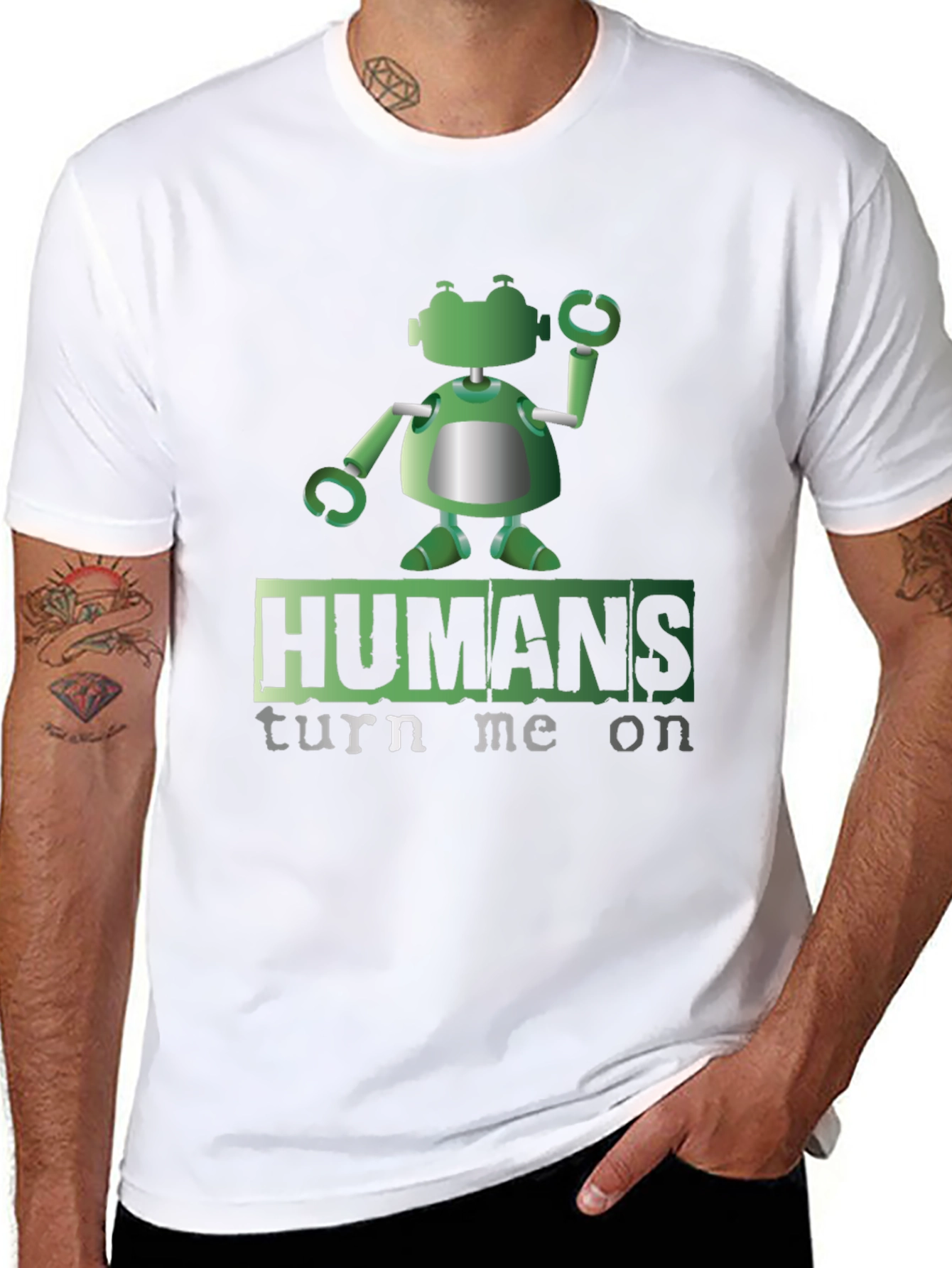 Humans Turn Me On Robot Graphic Tee