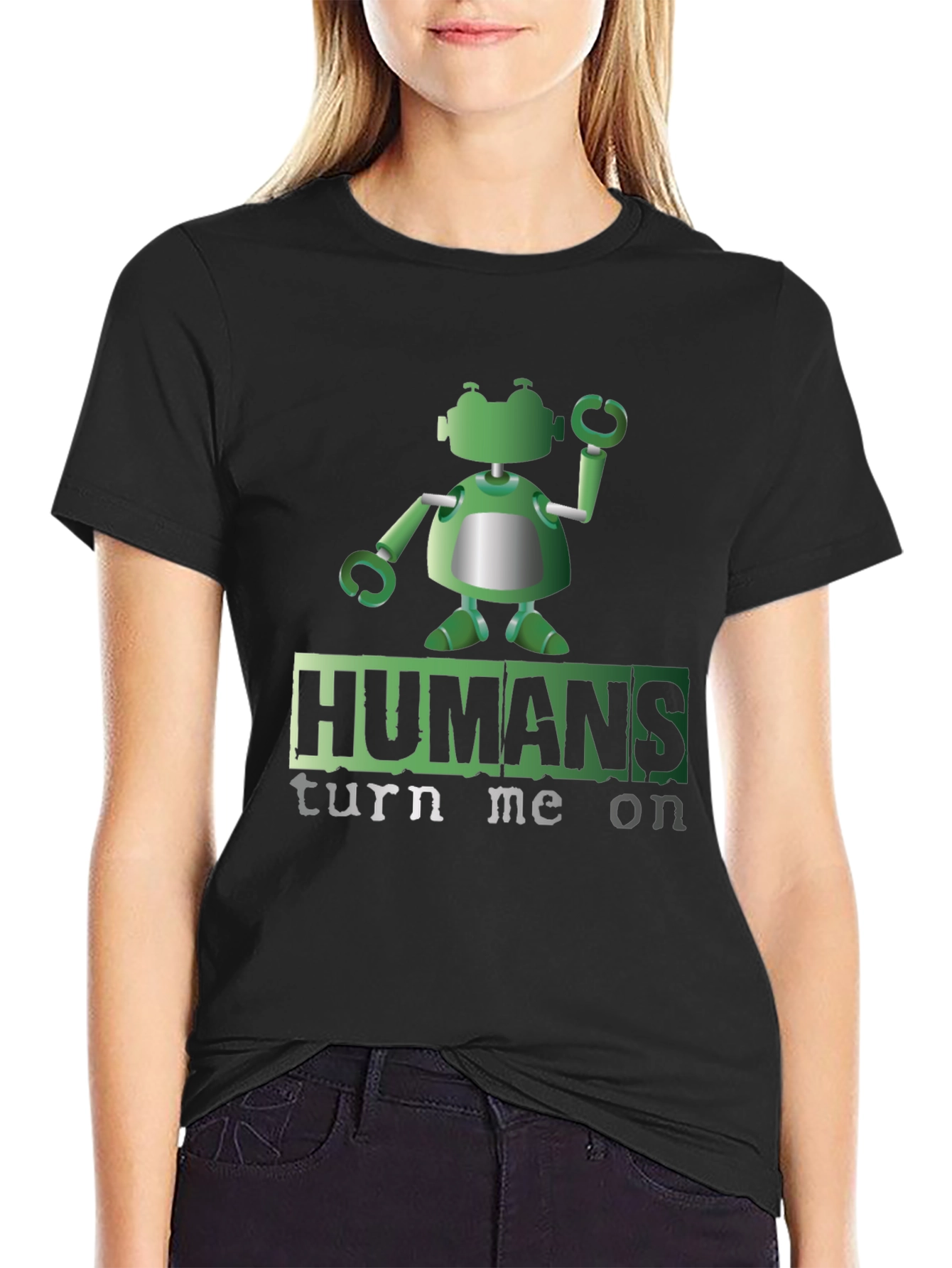 Humans Turn Me On Robot Graphic Tee