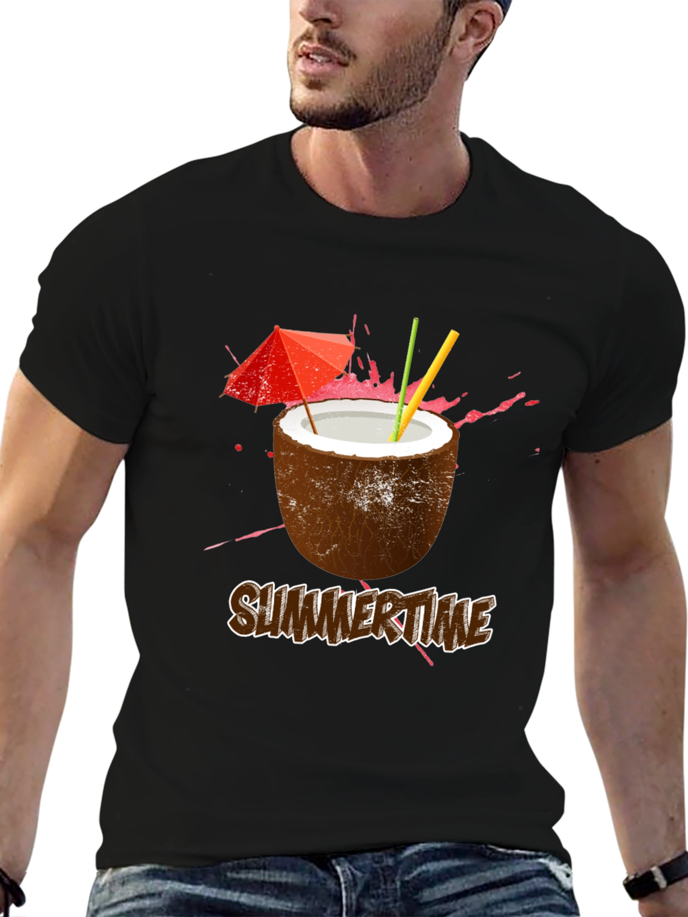 Summer Time Coconut Cocktail Graphic T-Shirt
