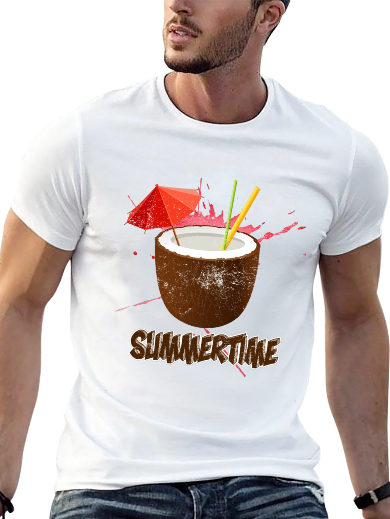 Summer Time Coconut Cocktail Graphic T-Shirt
